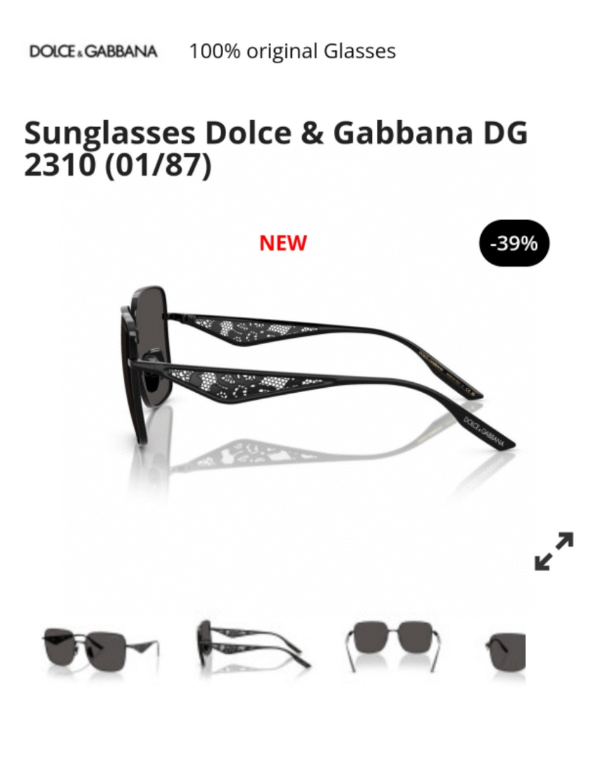  DOLCE & GABBAN*
MODEL：DG2310
SIZE58口17-145
