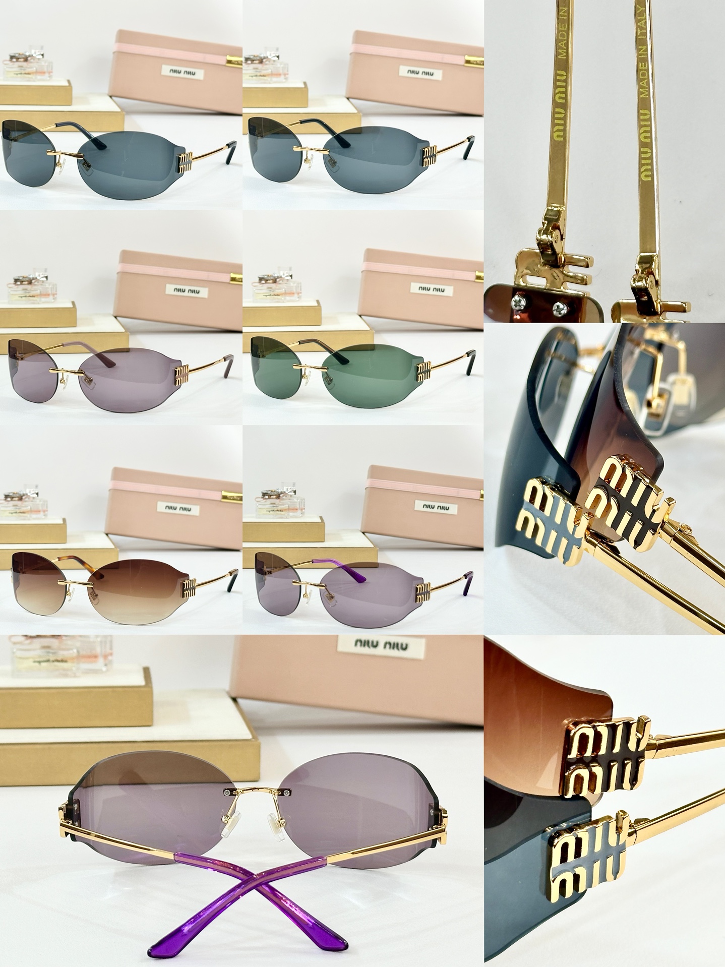 Miu Miu SMU68W Rimless Sunglasses with Gold Hardware - 61-16-130