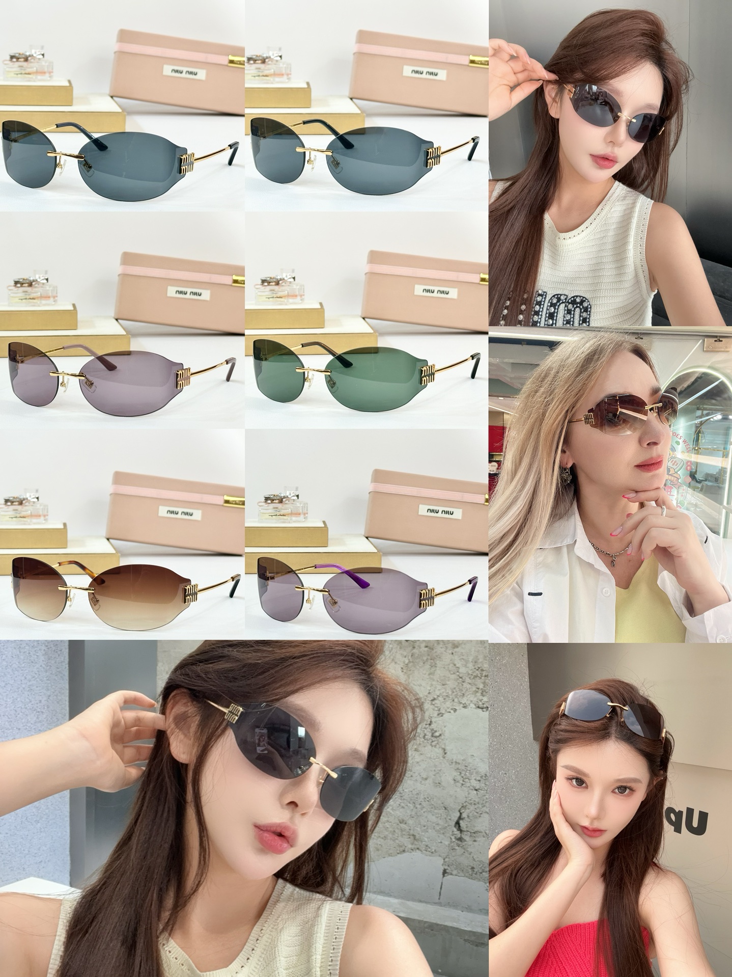 Miu Miu Women's Rimless Sunglasses, Stylish and Modern