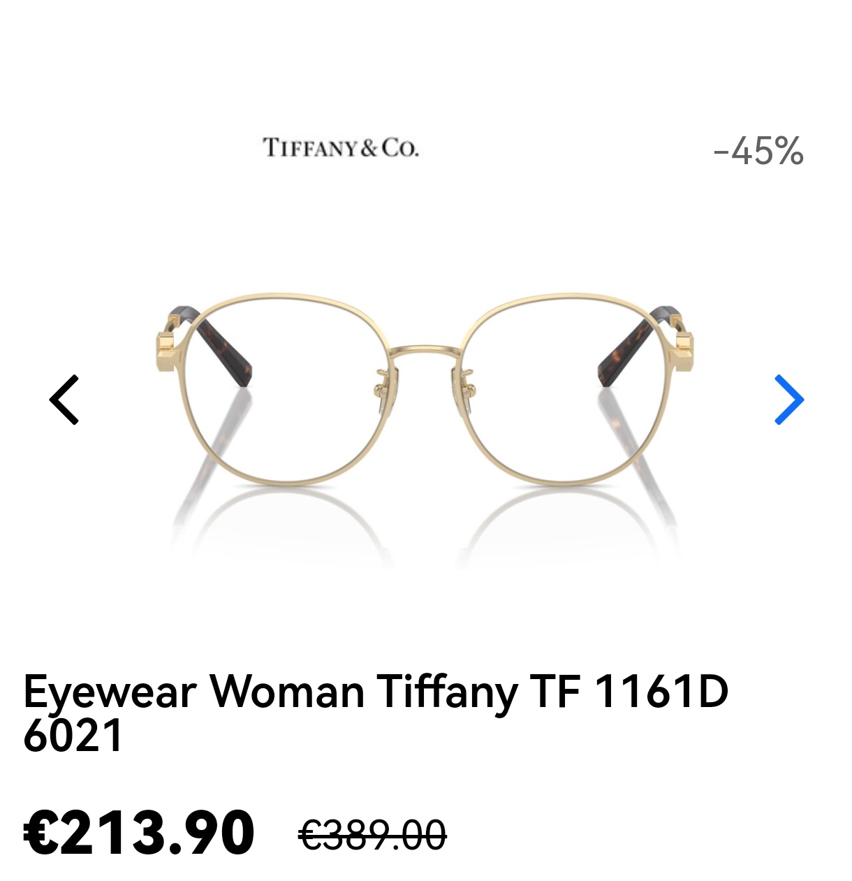  Tiffany.Co
Mod：TF1161D
Size：55-19-140
