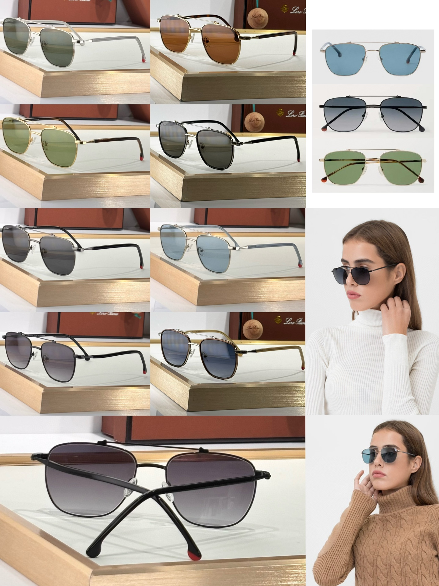 Loro Piana Titanium Square Sunglasses | Luxury Shades FAI0302 - Size 54-18-145