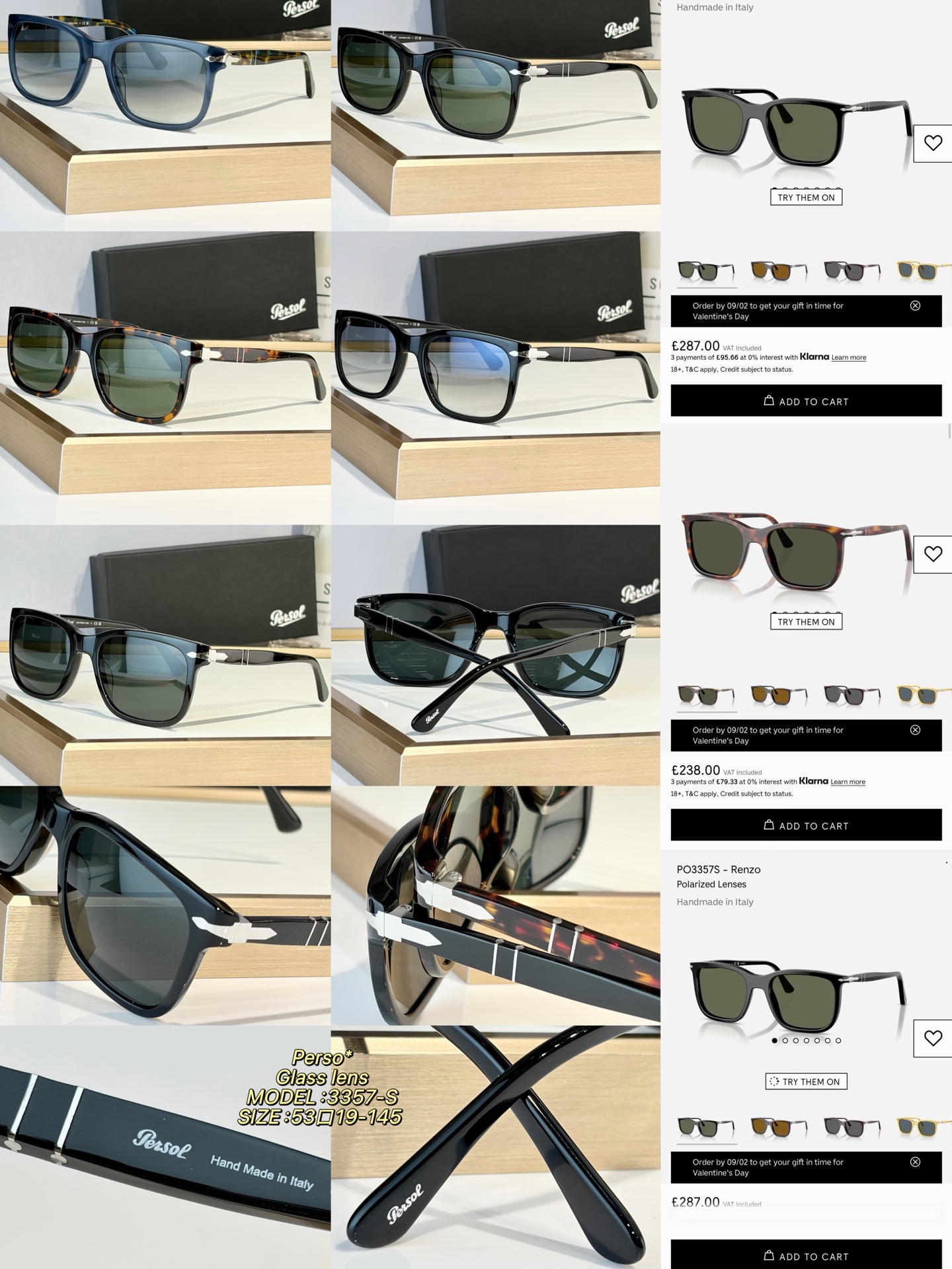 Perso* 玻璃镜片 Glass lens MODEL：3357-S SIZE：53口19-145  