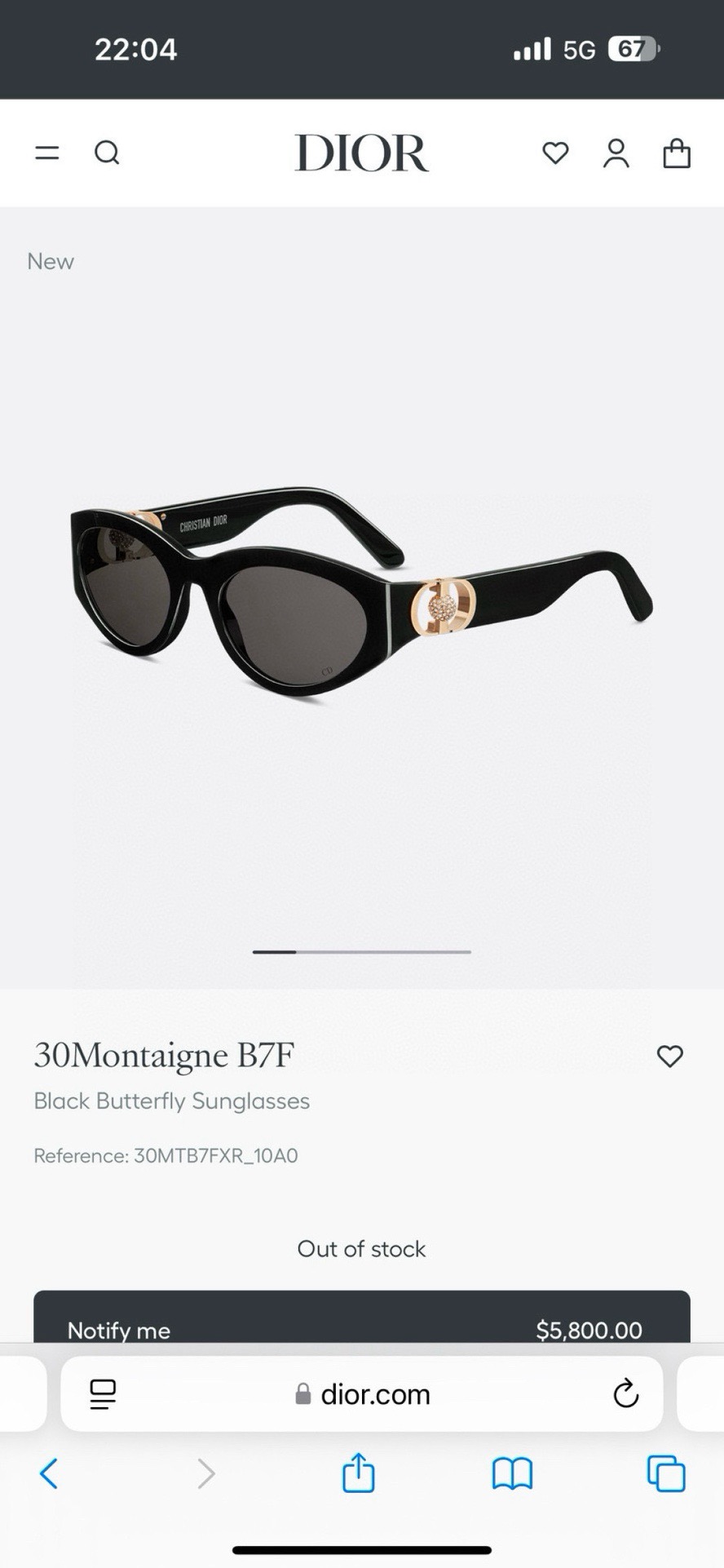 Dio* MODEL：30Montaigne B7FSIZE：  56口20-135