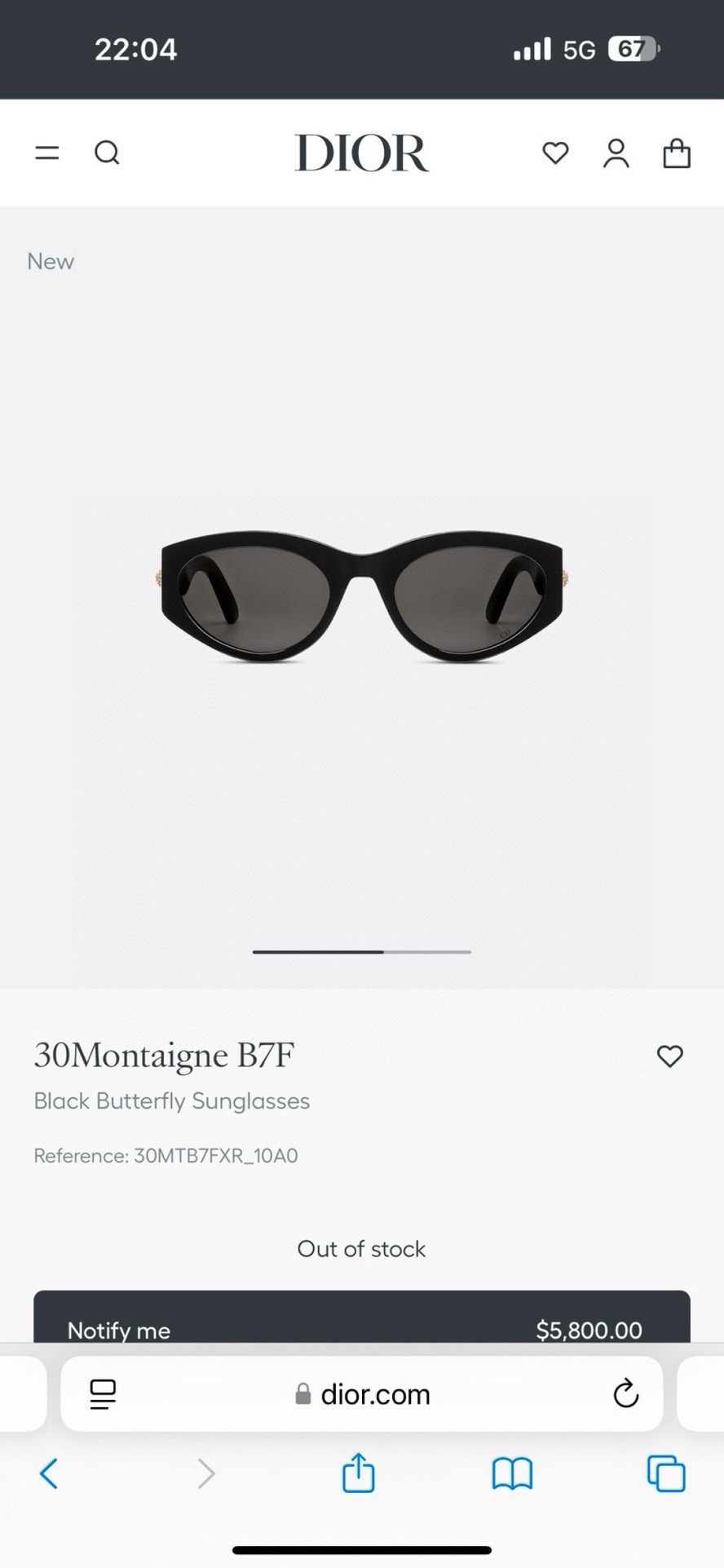 Dio* MODEL：30Montaigne B7FSIZE：  56口20-135