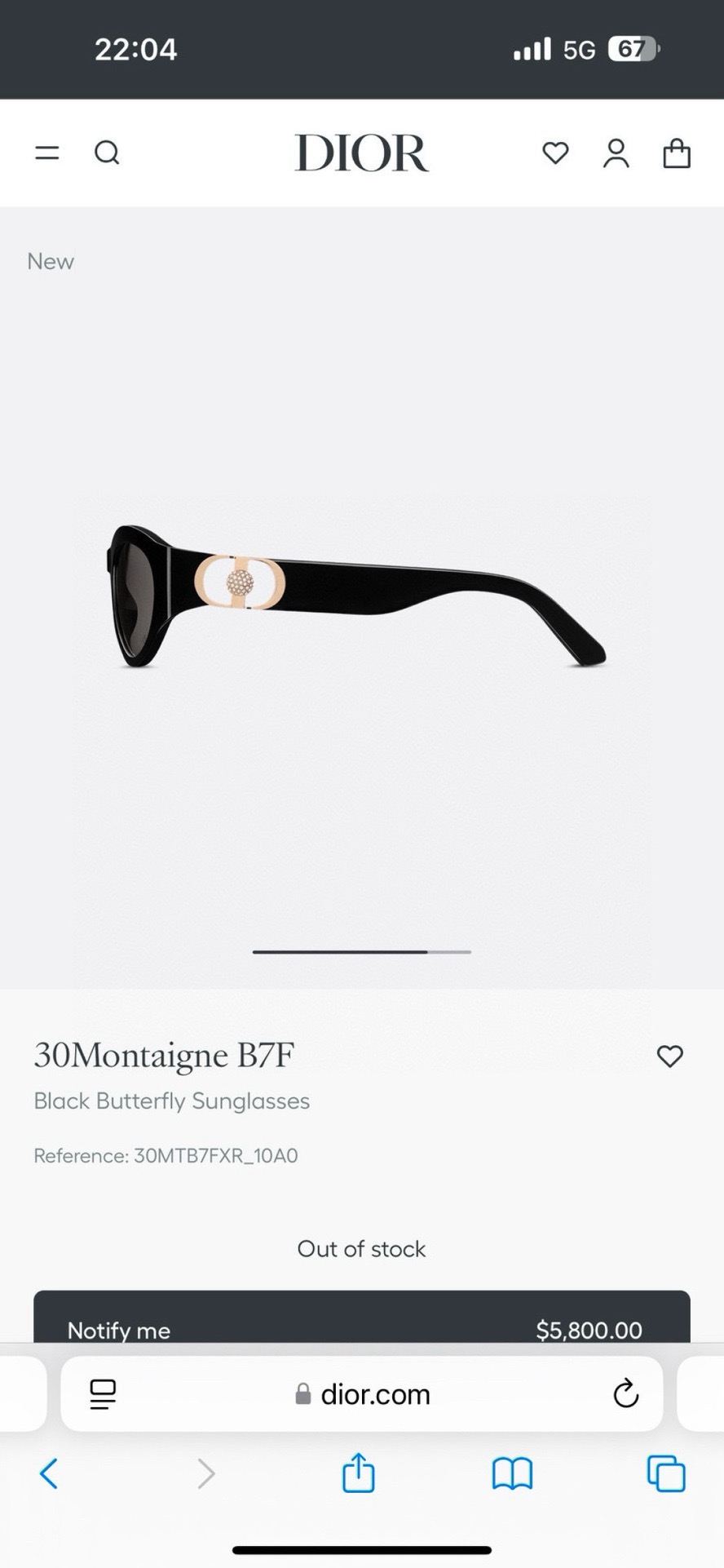 Dio* MODEL：30Montaigne B7FSIZE：  56口20-135