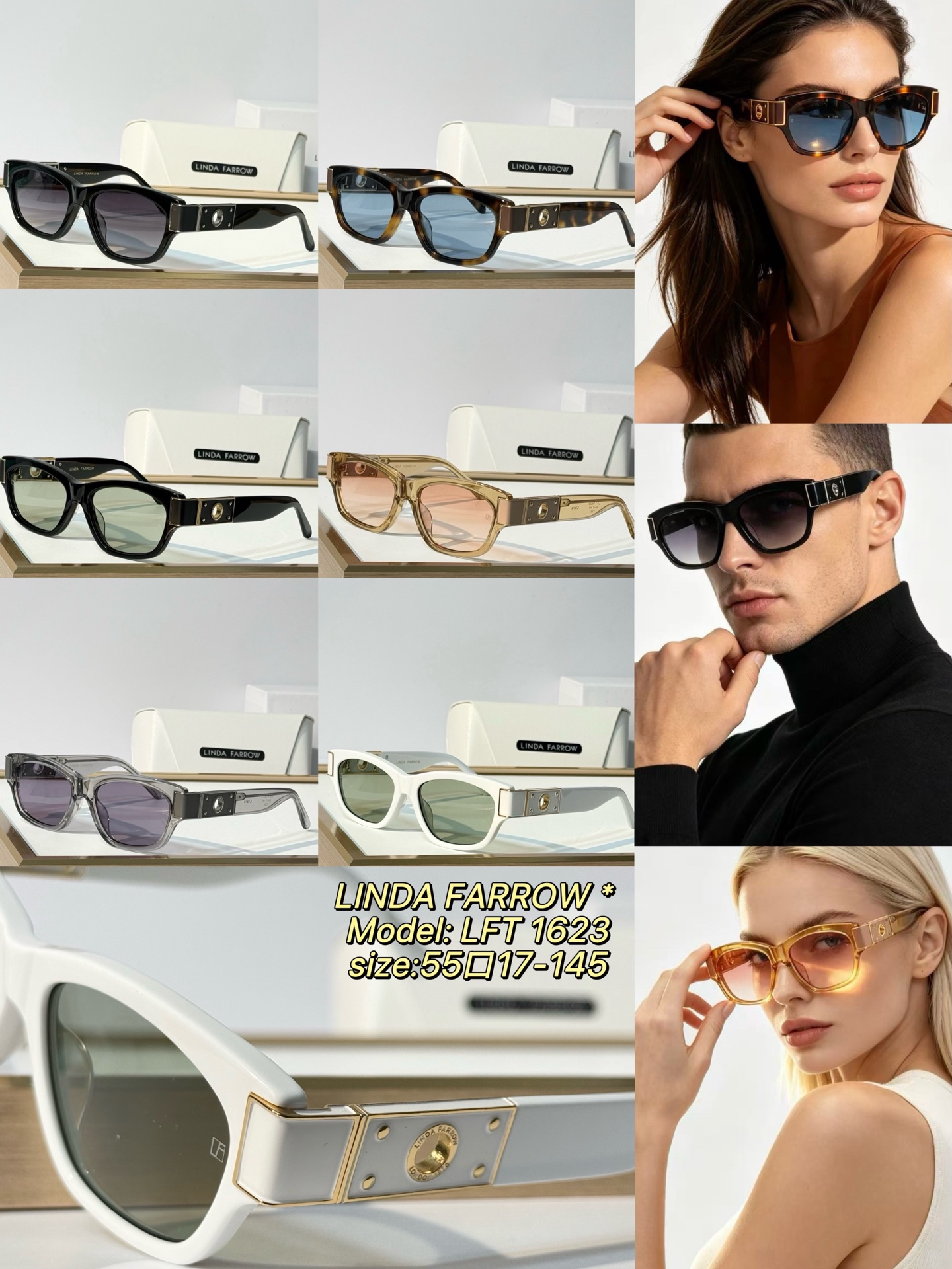 🆕  LINDA FARROW *  Model: LFT 1623 size:55口17-145 