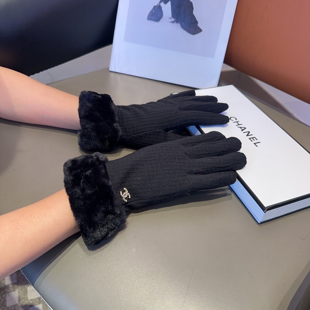 Chanel Guantes Gran venta
 Marco de madera a cuadros Lana Colección otoño – invierno Fashion