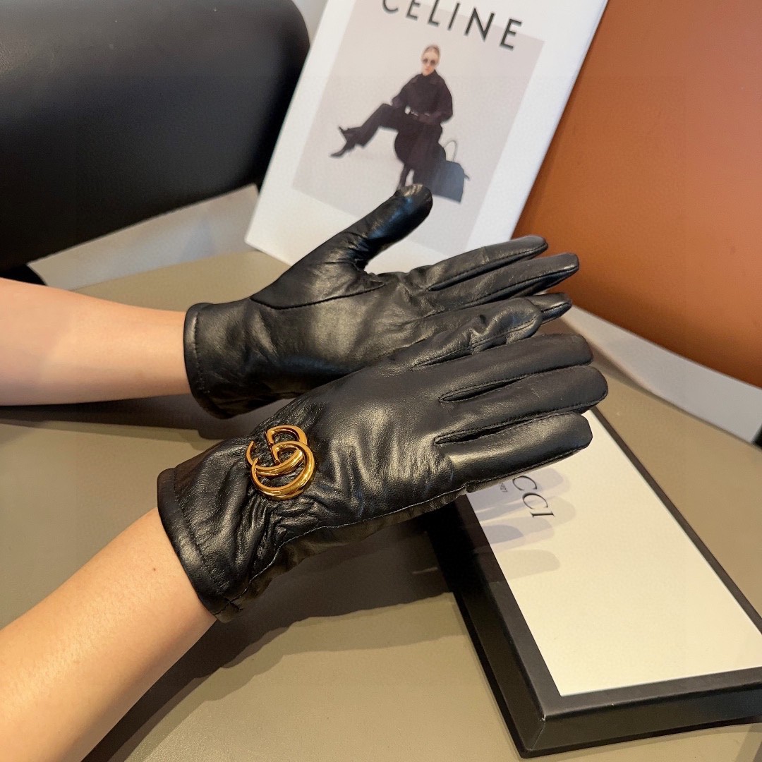 Luxurious Gucci Sheep-Skin Gloves: Stylish, Warm, and Comfortable for Fall/Winter Fashion. - 图片 2