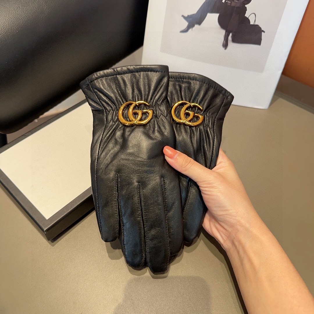 Luxurious Gucci Sheep-Skin Gloves: Stylish, Warm, and Comfortable for Fall/Winter Fashion. - 图片 9