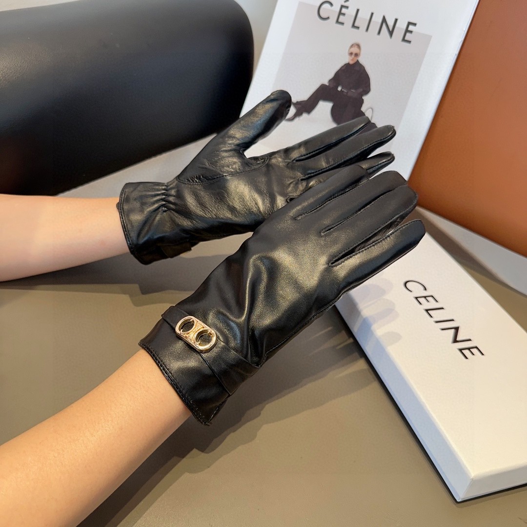 💰300 CÉLINE WOMEN’S SHEEP-SKIN GLOVES, FASHION GLOVES, WARM AND WARM IN AUTUMN AND WINTER. ML - 图片 2