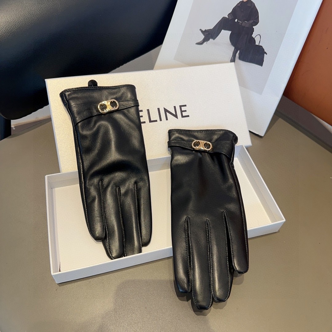 💰300 CÉLINE WOMEN’S SHEEP-SKIN GLOVES, FASHION GLOVES, WARM AND WARM IN AUTUMN AND WINTER. ML - 图片 4