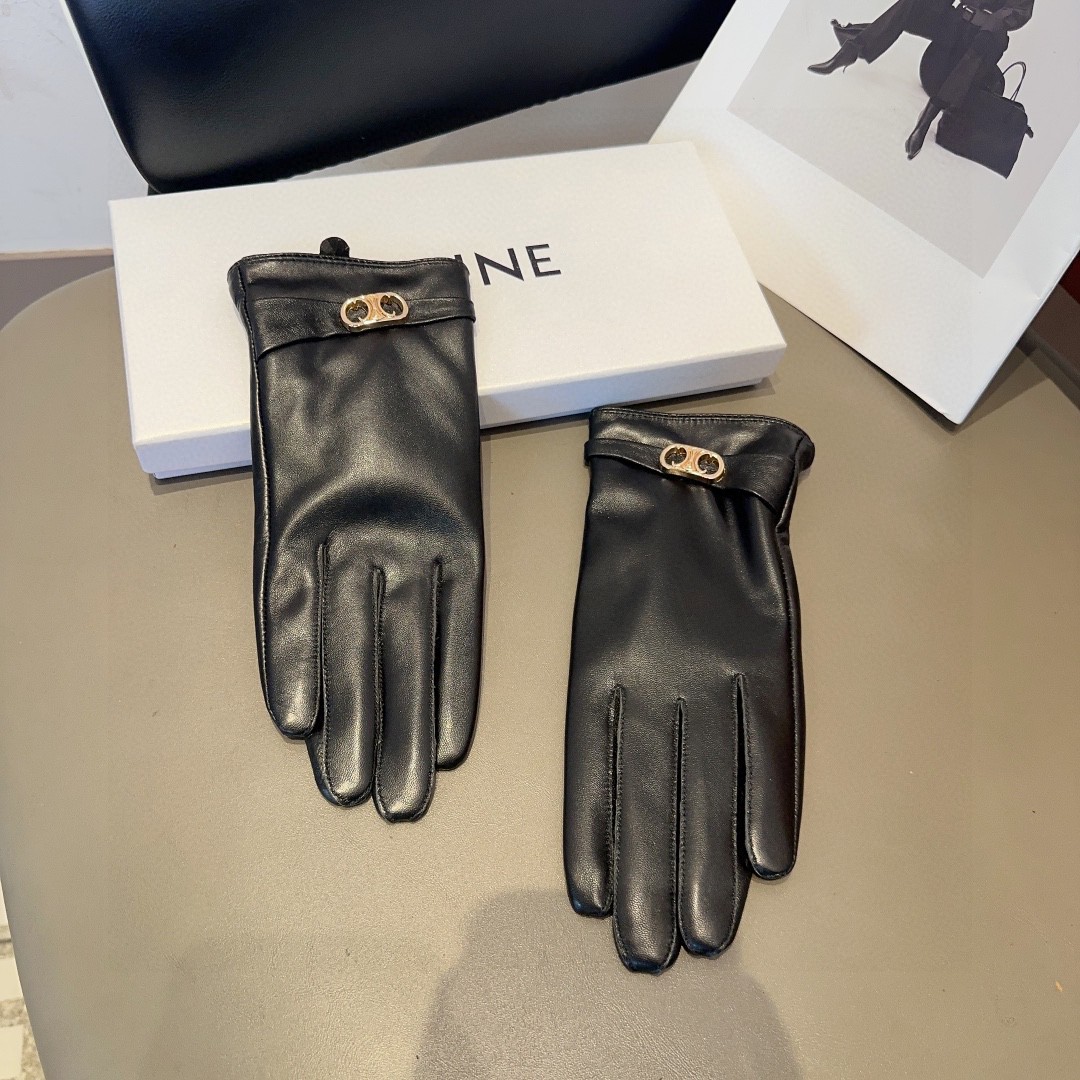 💰300 CÉLINE WOMEN’S SHEEP-SKIN GLOVES, FASHION GLOVES, WARM AND WARM IN AUTUMN AND WINTER. ML - 图片 5