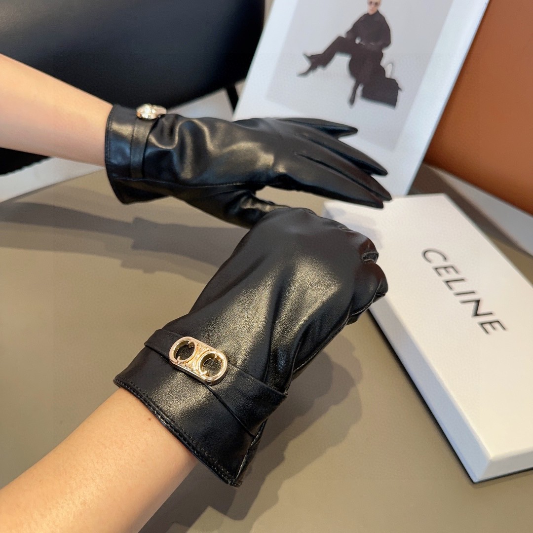 💰300 CÉLINE WOMEN’S SHEEP-SKIN GLOVES, FASHION GLOVES, WARM AND WARM IN AUTUMN AND WINTER. ML - 图片 3