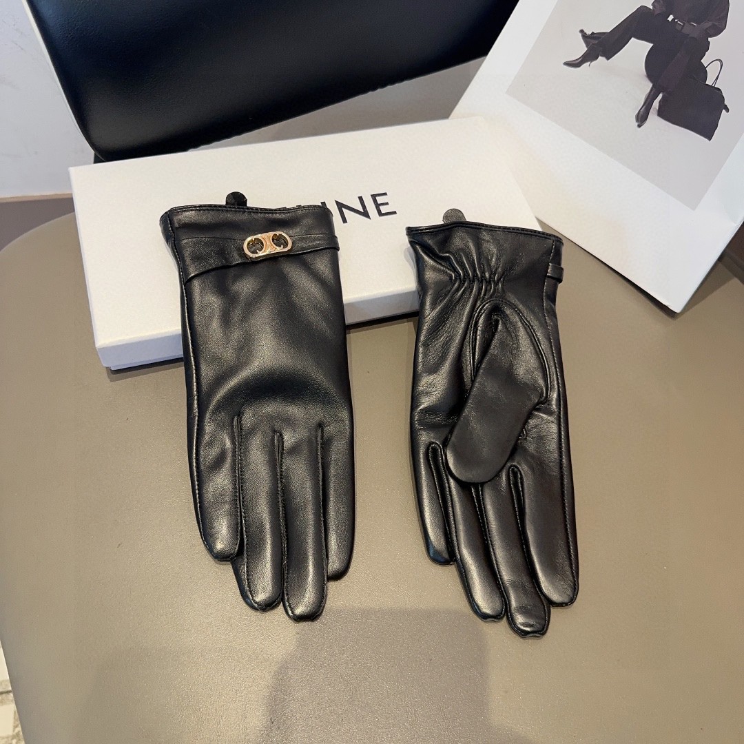 💰300 CÉLINE WOMEN’S SHEEP-SKIN GLOVES, FASHION GLOVES, WARM AND WARM IN AUTUMN AND WINTER. ML - 图片 6