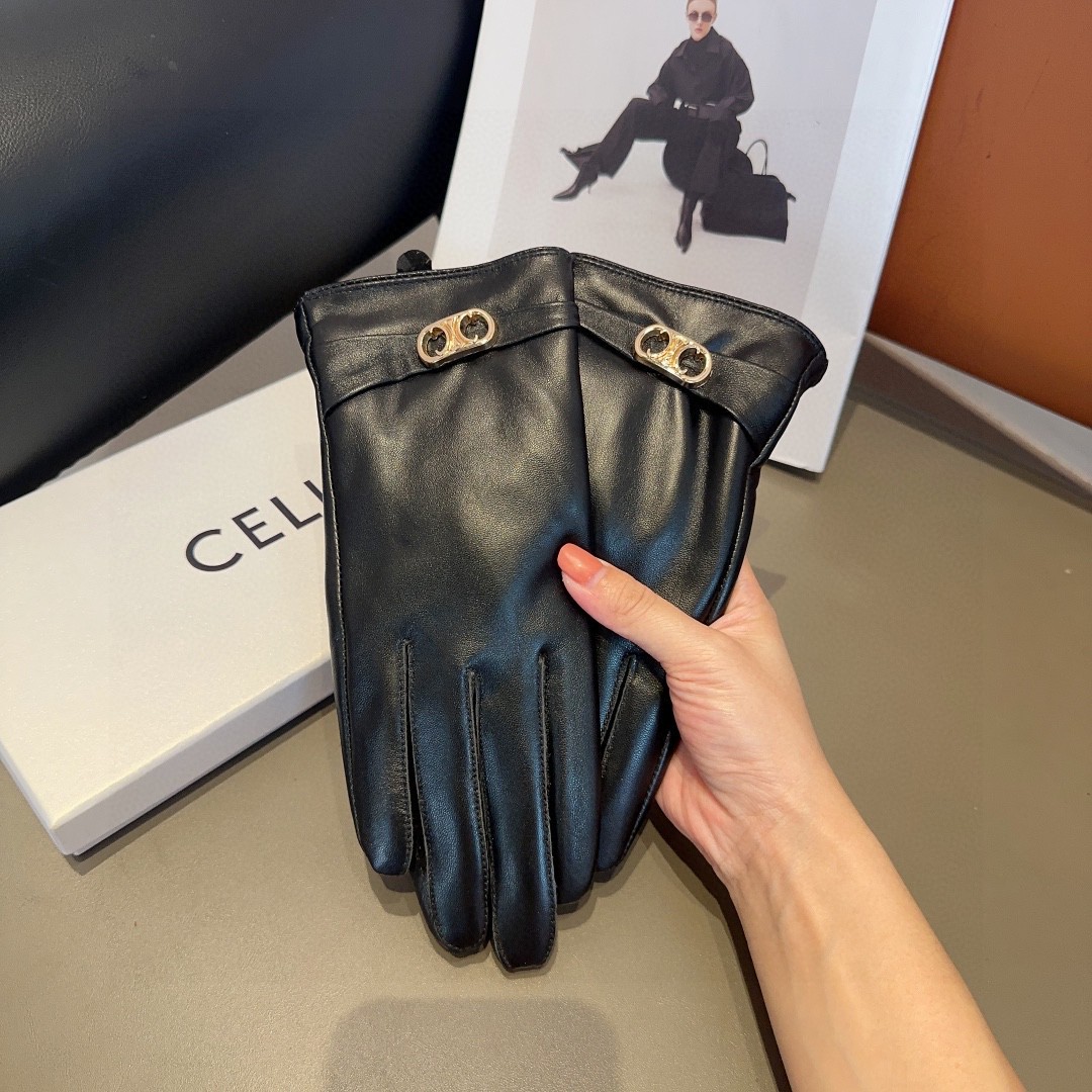 💰300 CÉLINE WOMEN’S SHEEP-SKIN GLOVES, FASHION GLOVES, WARM AND WARM IN AUTUMN AND WINTER. ML - 图片 9