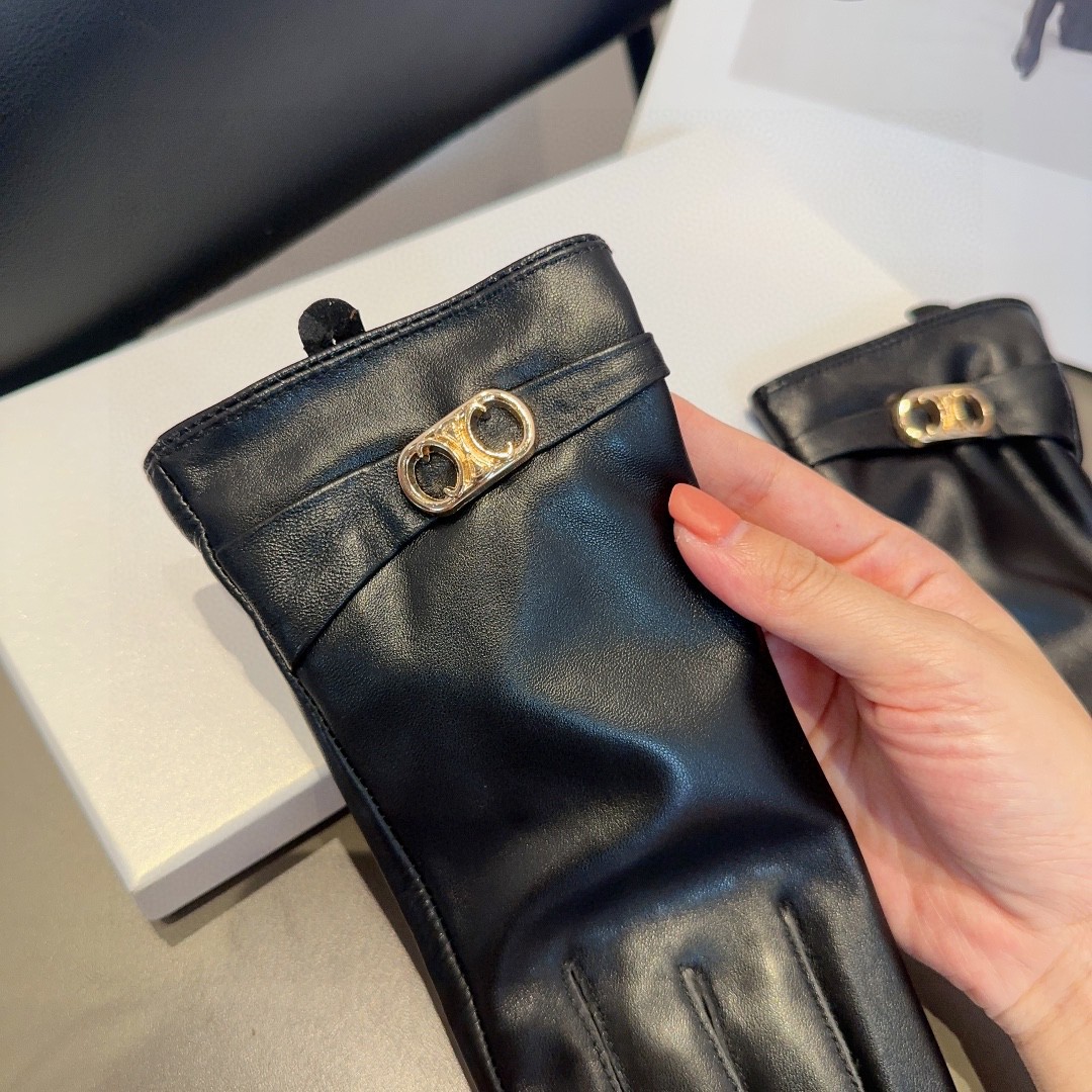 💰300 CÉLINE WOMEN’S SHEEP-SKIN GLOVES, FASHION GLOVES, WARM AND WARM IN AUTUMN AND WINTER. ML - 图片 8