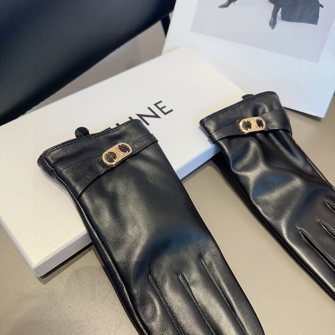 💰300 CÉLINE WOMEN’S SHEEP-SKIN GLOVES, FASHION GLOVES, WARM AND WARM IN AUTUMN AND WINTER. ML - 图片 7