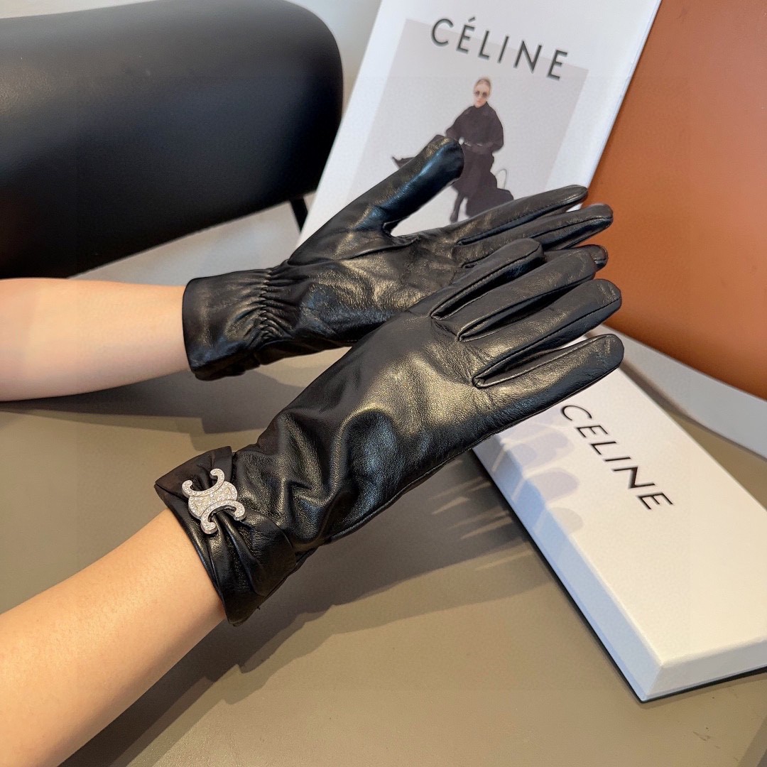 💰275 CÉLINE’S LAMB-SKIN GLOVES, FASHION GLOVES, WARM AND WARM IN THE AUTUMN AND WINTER. ML - 图片 2