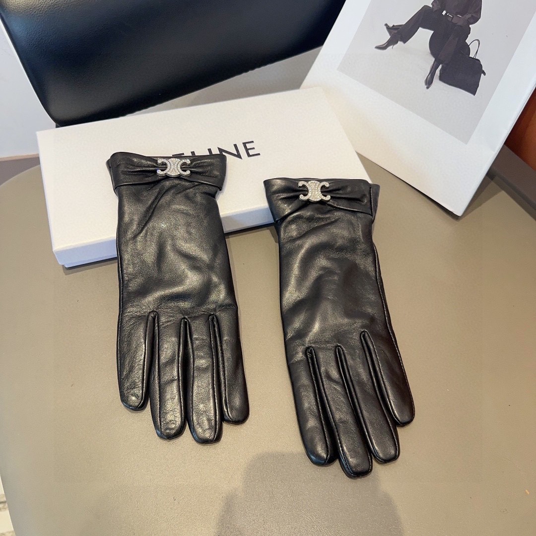 💰275 CÉLINE’S LAMB-SKIN GLOVES, FASHION GLOVES, WARM AND WARM IN THE AUTUMN AND WINTER. ML - 图片 4