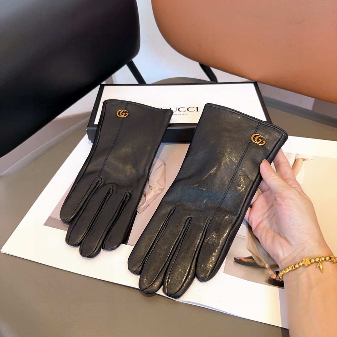 Luxurious Gucci Sheep-Skin Fashion Gloves for Fall/Winter: Classic, Warm, and Comfortable - 图片 5