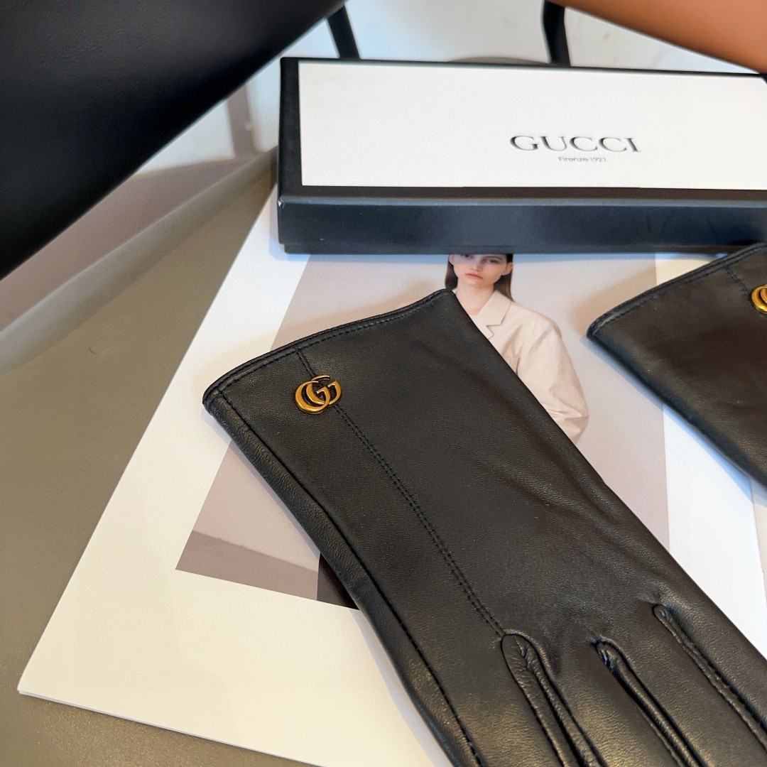 Luxurious Gucci Sheep-Skin Fashion Gloves for Fall/Winter: Classic, Warm, and Comfortable - 图片 8