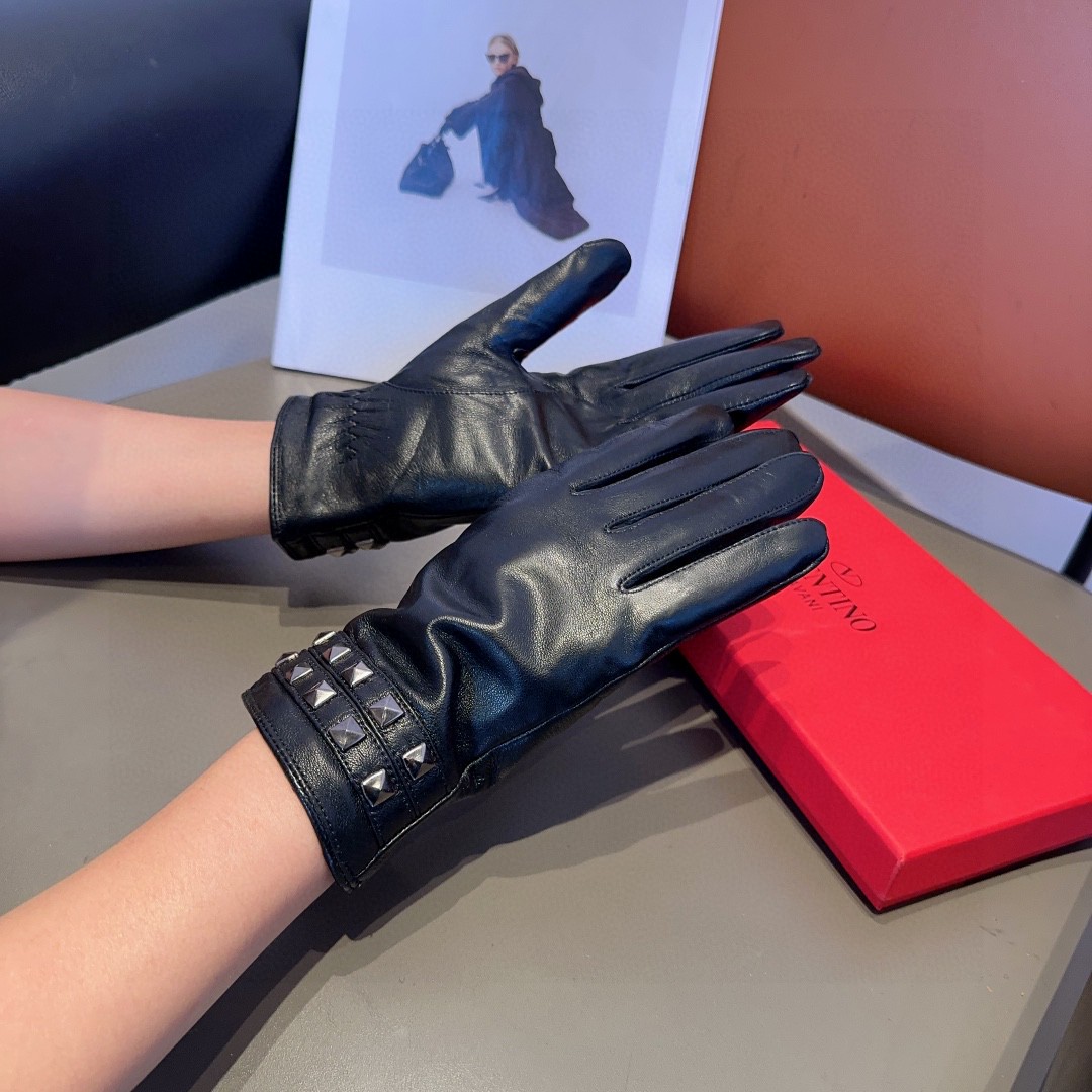 💰250 VALENTINO WOMEN’S SHEEPSKIN GLOVES, FASHION GLOVES, WARM INSIDE OF AUTUMN AND WINTER - 图片 2