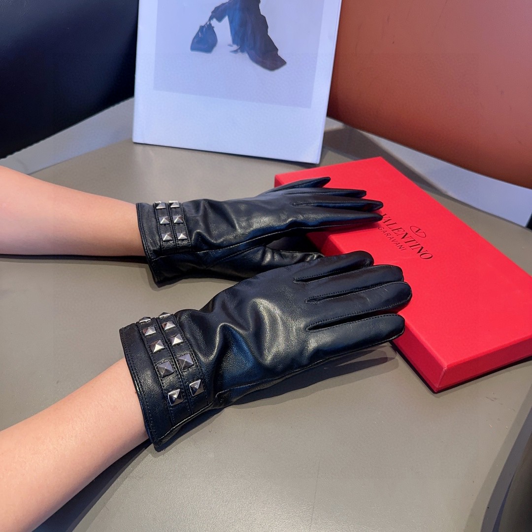 💰250 VALENTINO WOMEN’S SHEEPSKIN GLOVES, FASHION GLOVES, WARM INSIDE OF AUTUMN AND WINTER - 图片 1