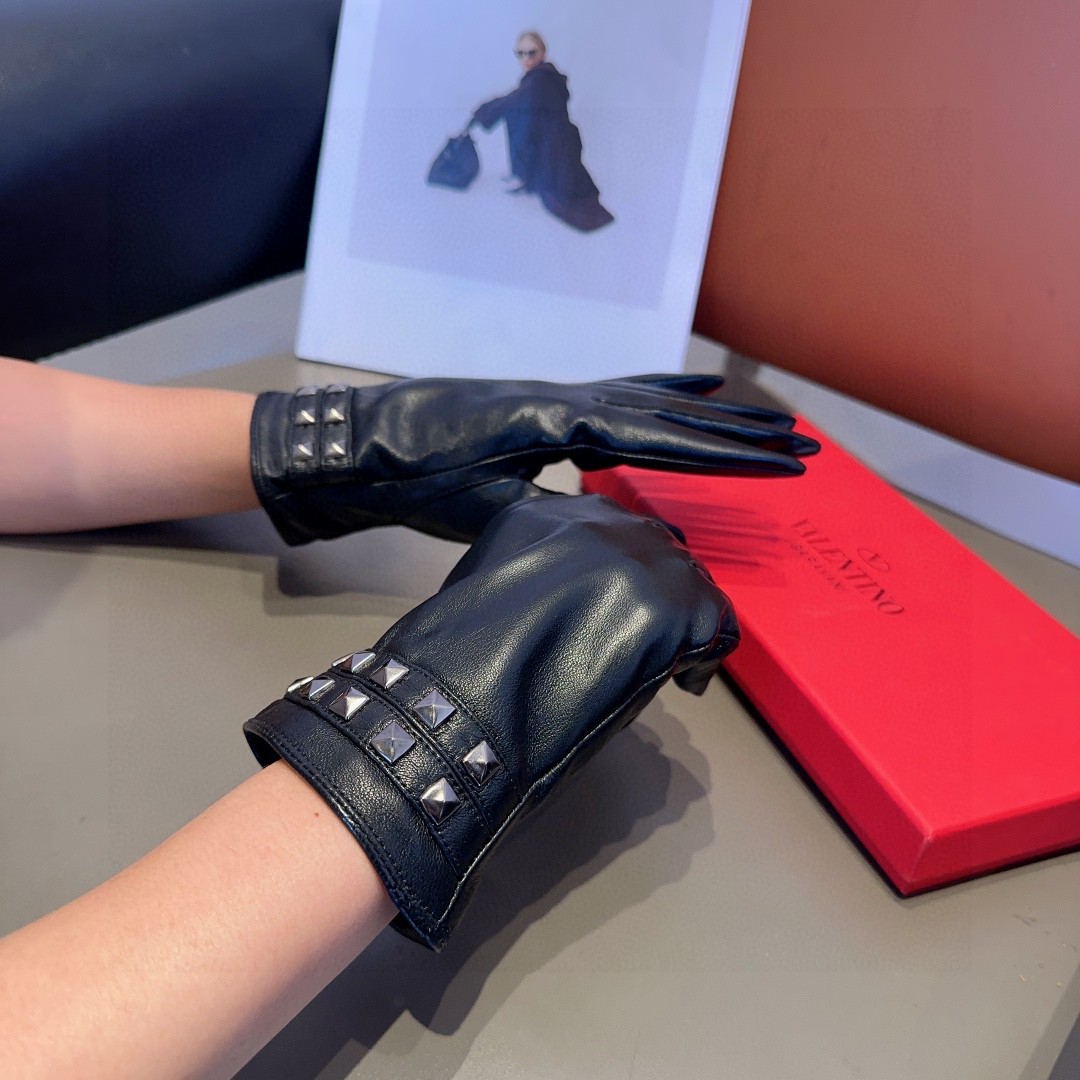 💰250 VALENTINO WOMEN’S SHEEPSKIN GLOVES, FASHION GLOVES, WARM INSIDE OF AUTUMN AND WINTER - 图片 3