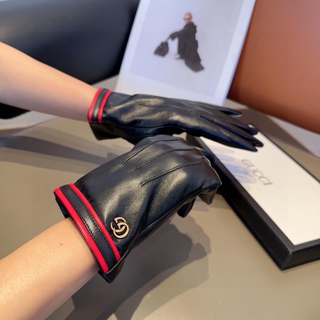 Luxurious Gucci Lambskin Gloves: Fashionable, Warm, Classic, Cozy, Soft, Perfect for Autumn/Winter - 图片 3