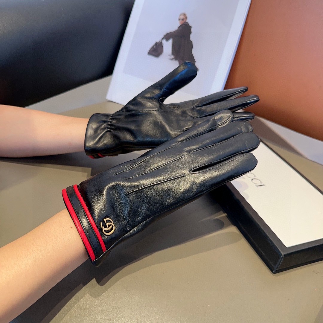 Luxurious Gucci Lambskin Gloves: Fashionable, Warm, Classic, Cozy, Soft, Perfect for Autumn/Winter - 图片 2