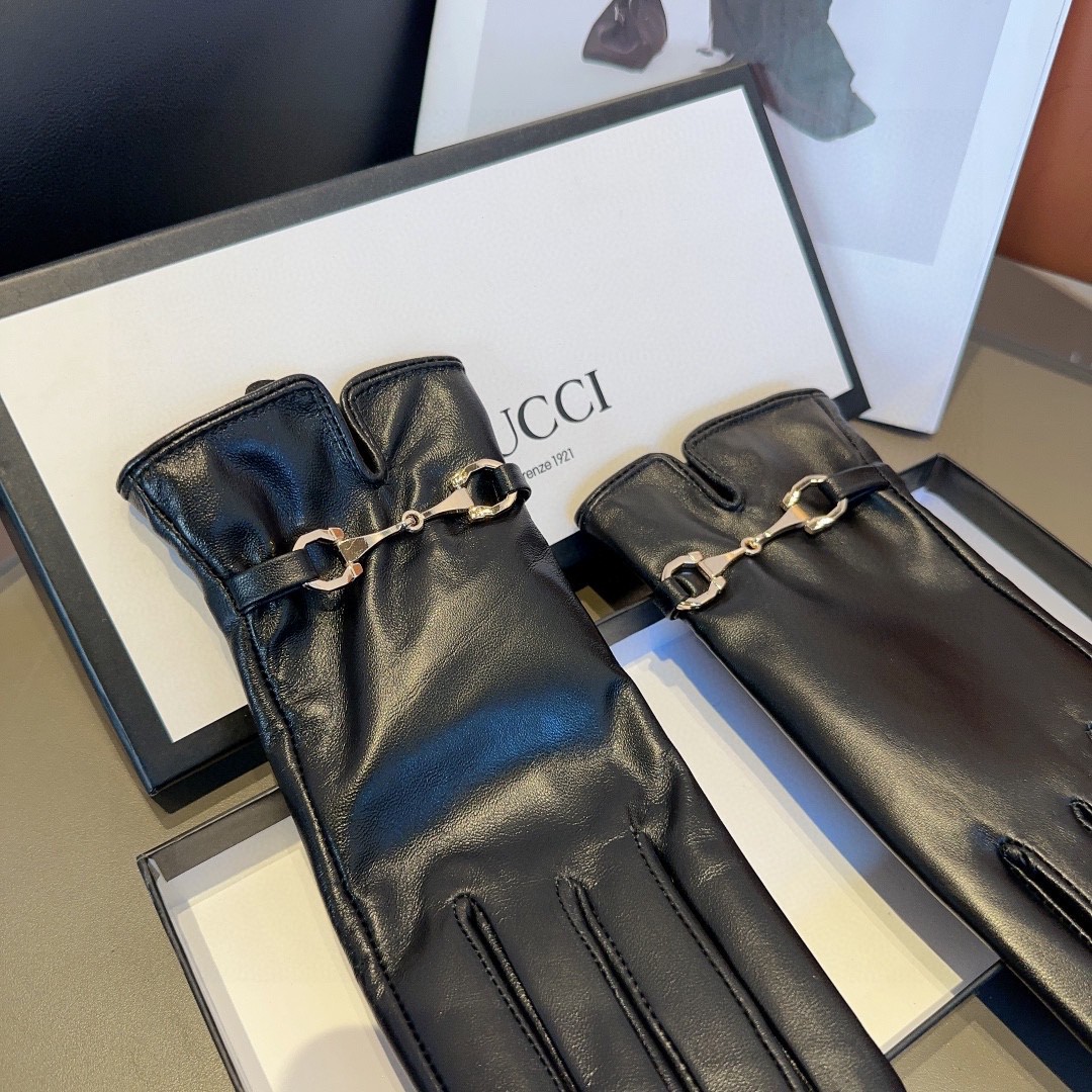 💰275 GUCCI’S FRESH LAMB-SKIN GLOVES, FASHION GLOVES, WARM AND WARM IN AUTUMN AND WINTER. NUMBER ML - 图片 6