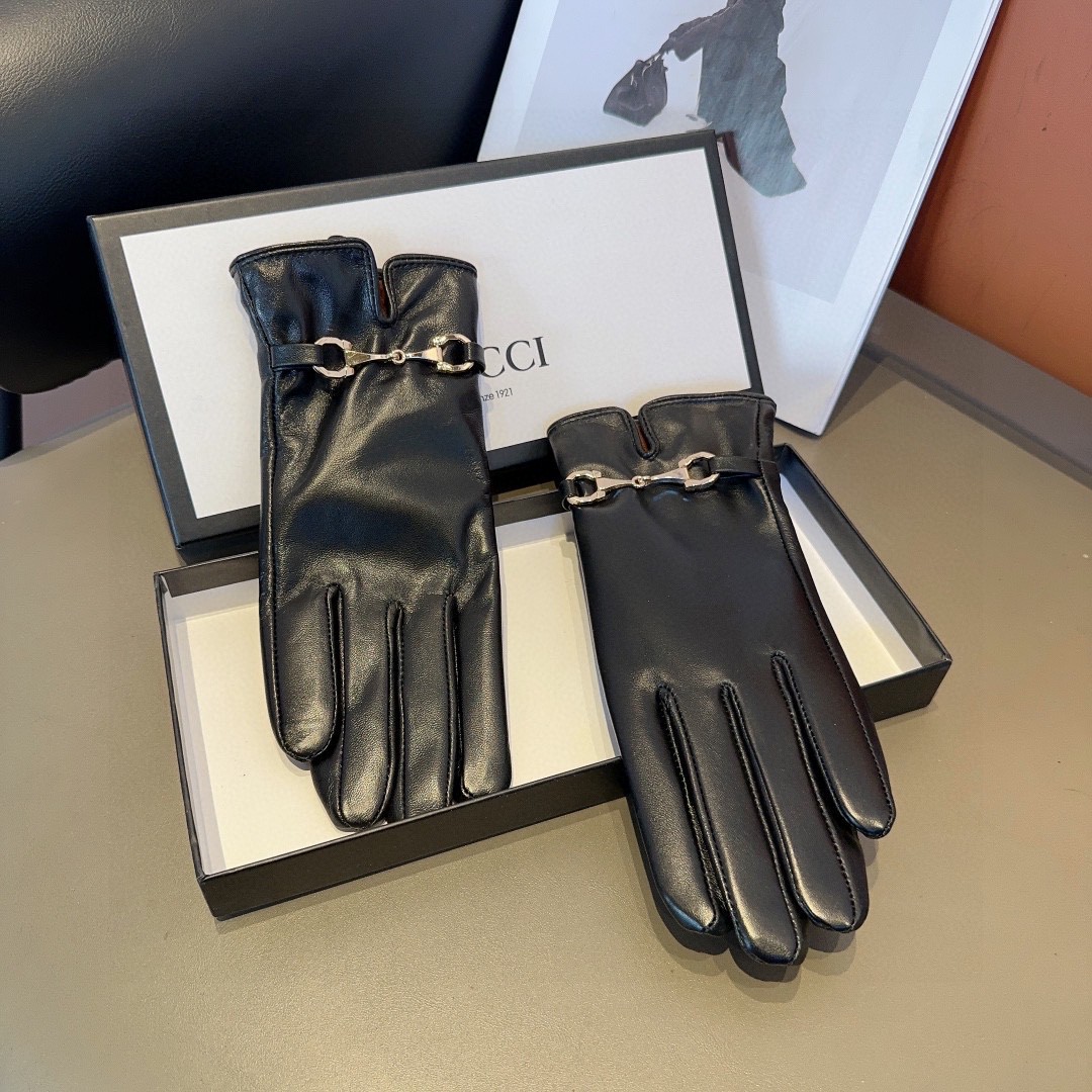 💰275 GUCCI’S FRESH LAMB-SKIN GLOVES, FASHION GLOVES, WARM AND WARM IN AUTUMN AND WINTER. NUMBER ML - 图片 4