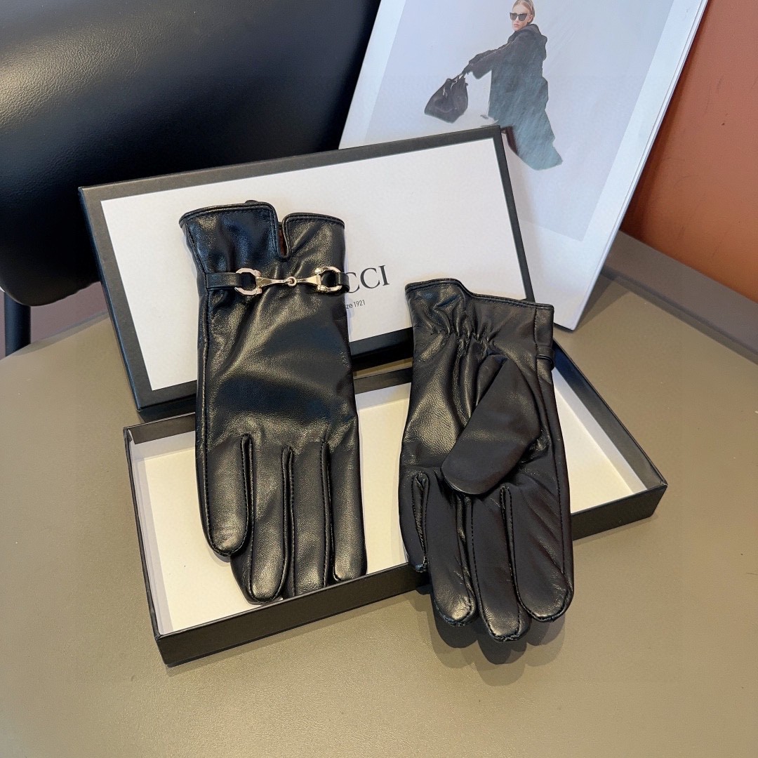 💰275 GUCCI’S FRESH LAMB-SKIN GLOVES, FASHION GLOVES, WARM AND WARM IN AUTUMN AND WINTER. NUMBER ML - 图片 5