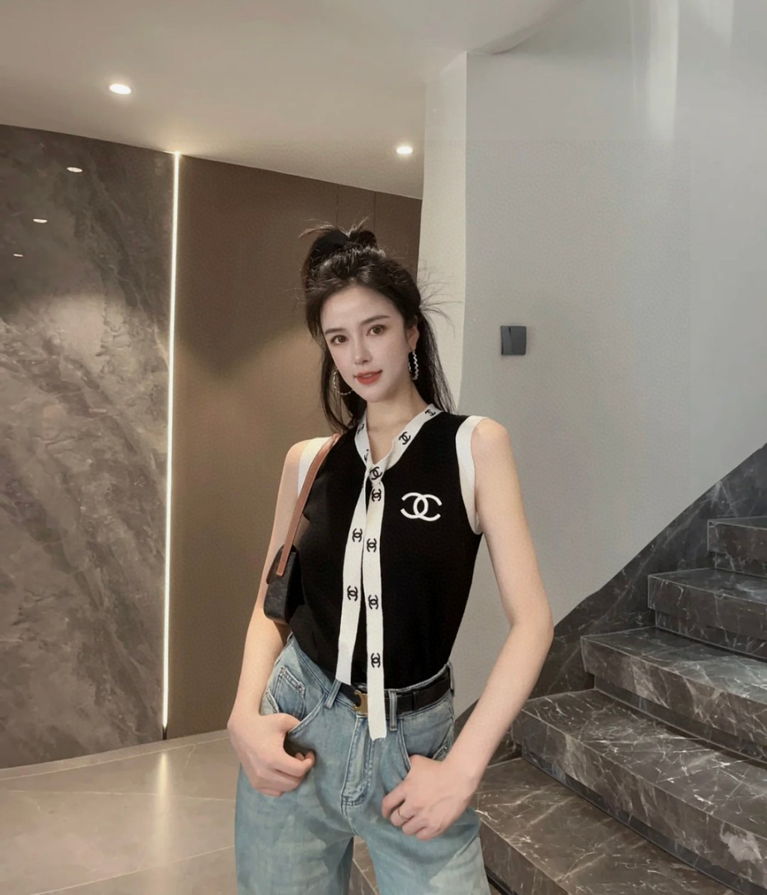 
香奈儿小背心，搭外套单穿超。爆
均码