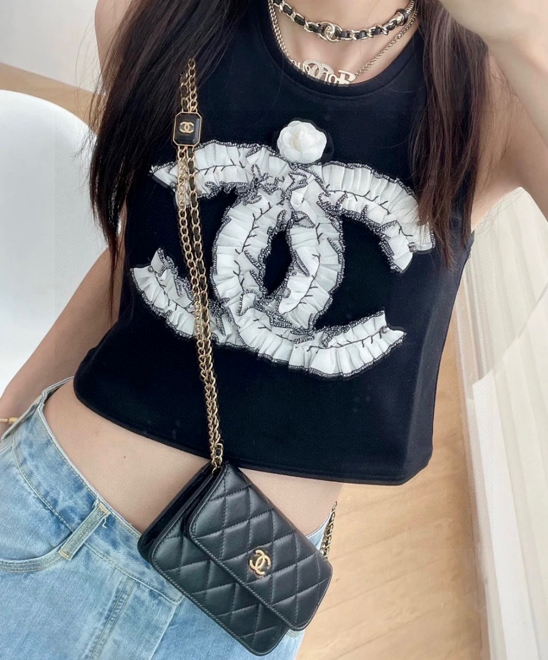 
香奈儿小背心，搭外套单穿超。爆
均码