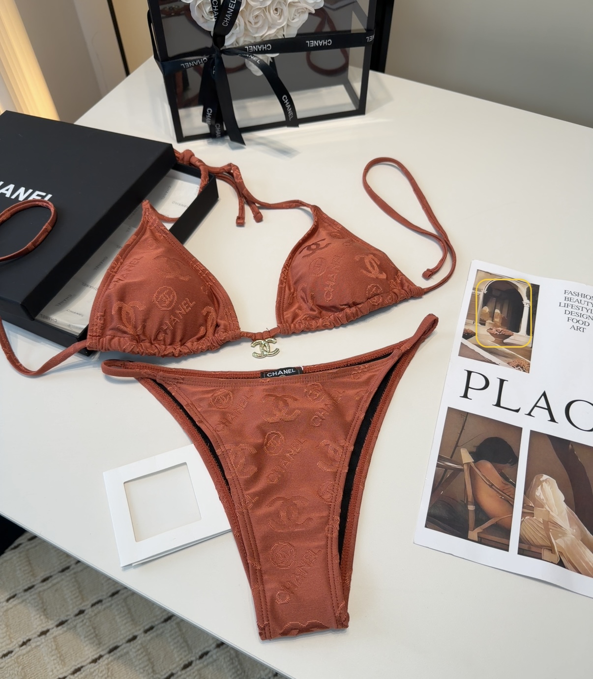 香奈儿泳衣，实物实在太美了！拍不出来它的美😍谁穿谁美！很值得入手✋ SML