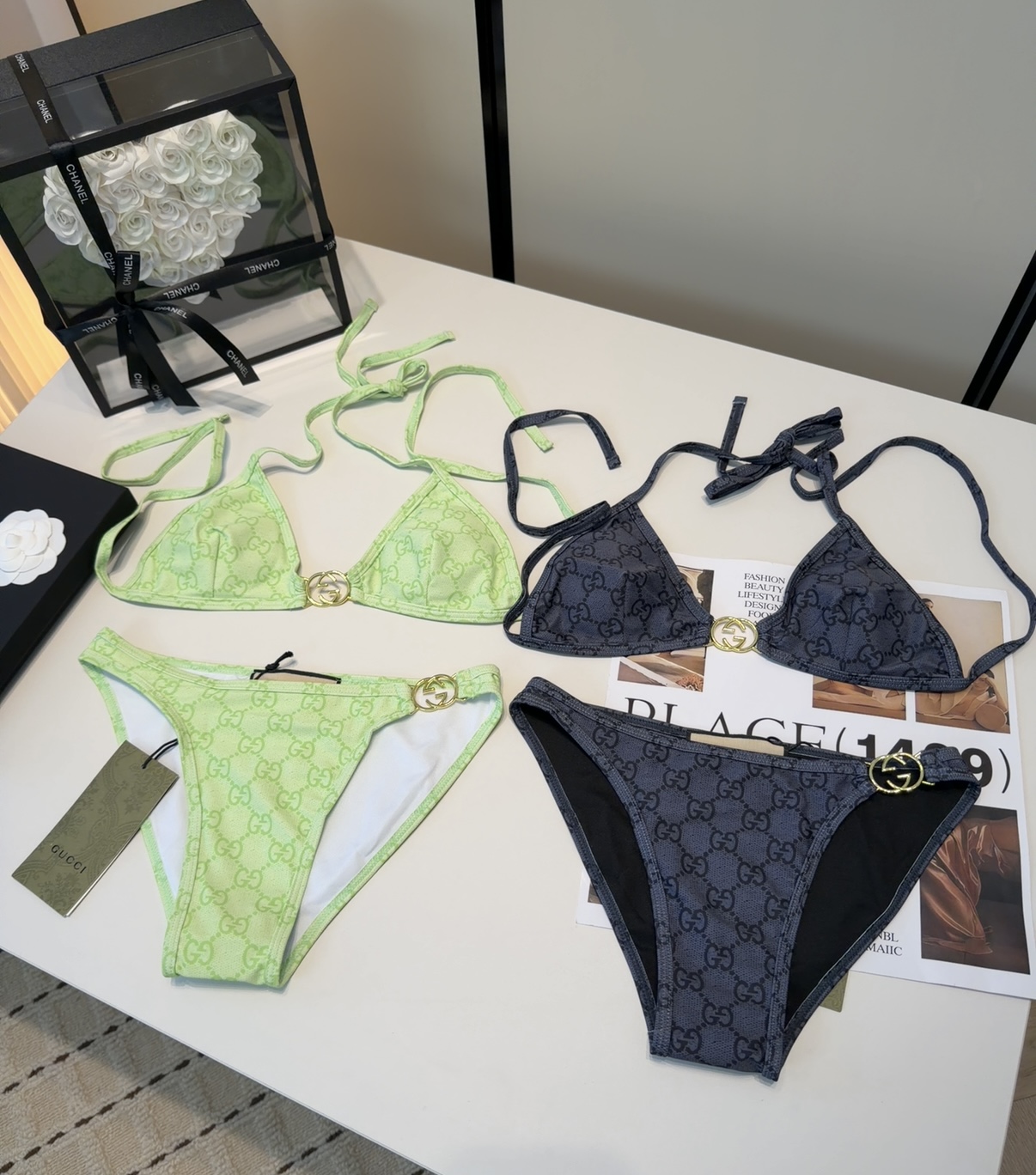 古奇泳衣，时尚潮人必备！实物超级好看！海边度假拍照超级好！SML