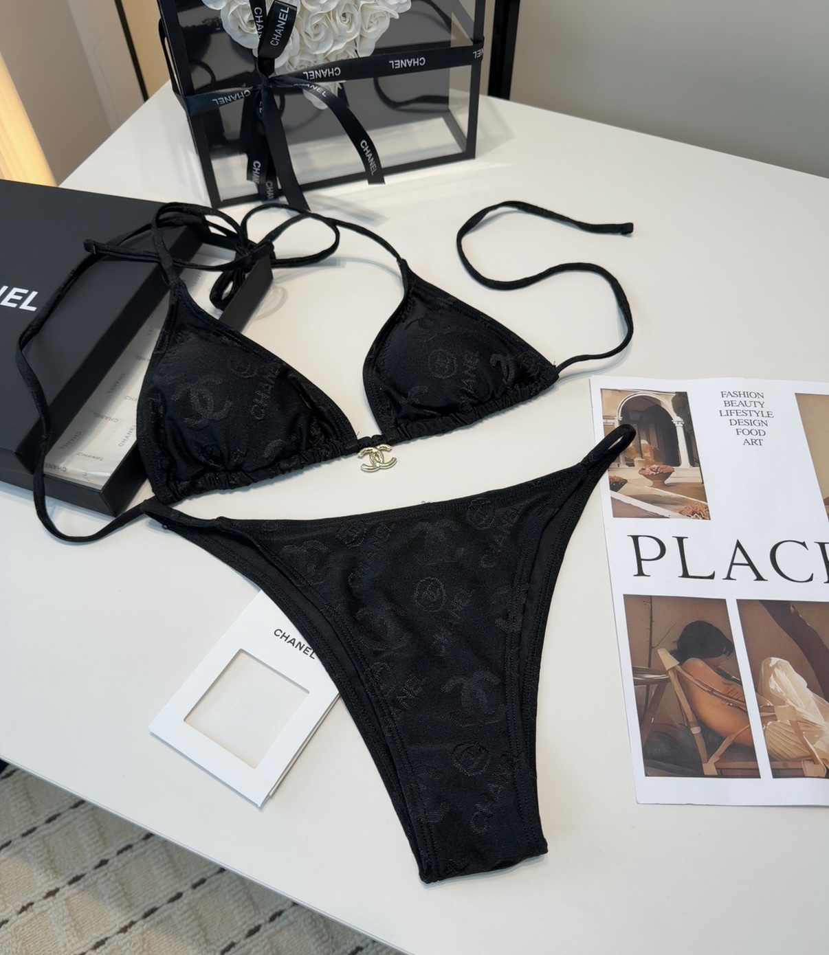 香奈儿泳衣，实物实在太美了！拍不出来它的美😍谁穿谁美！很值得入手✋ SML