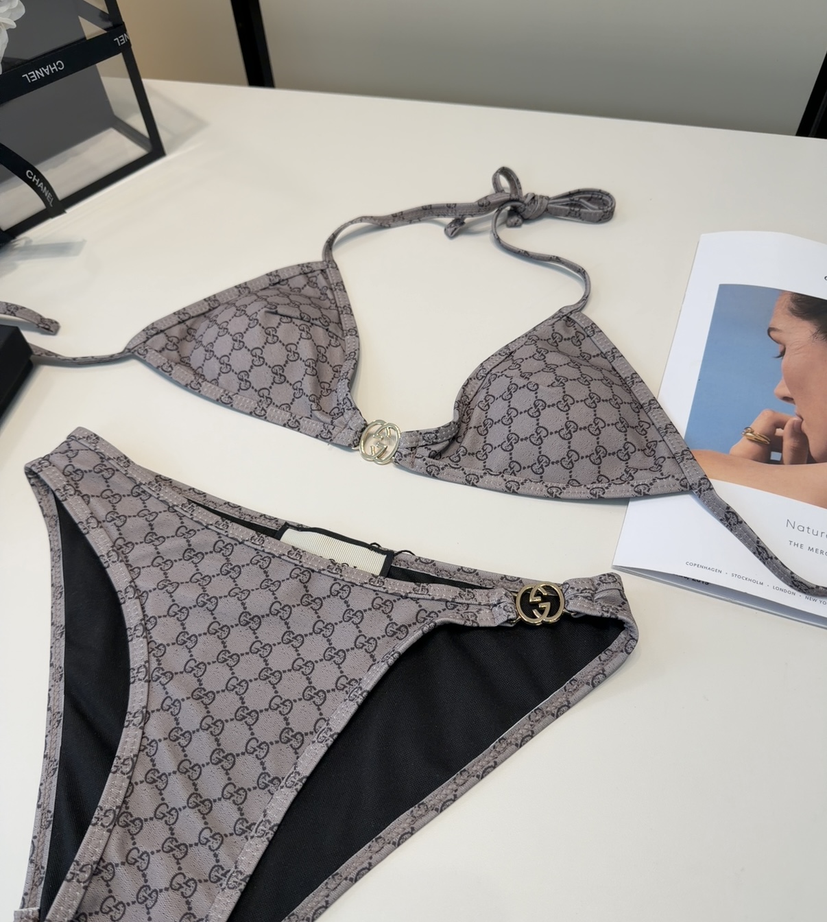 古奇泳衣，时尚潮人必备！实物超级好看！海边度假拍照超级好！SML