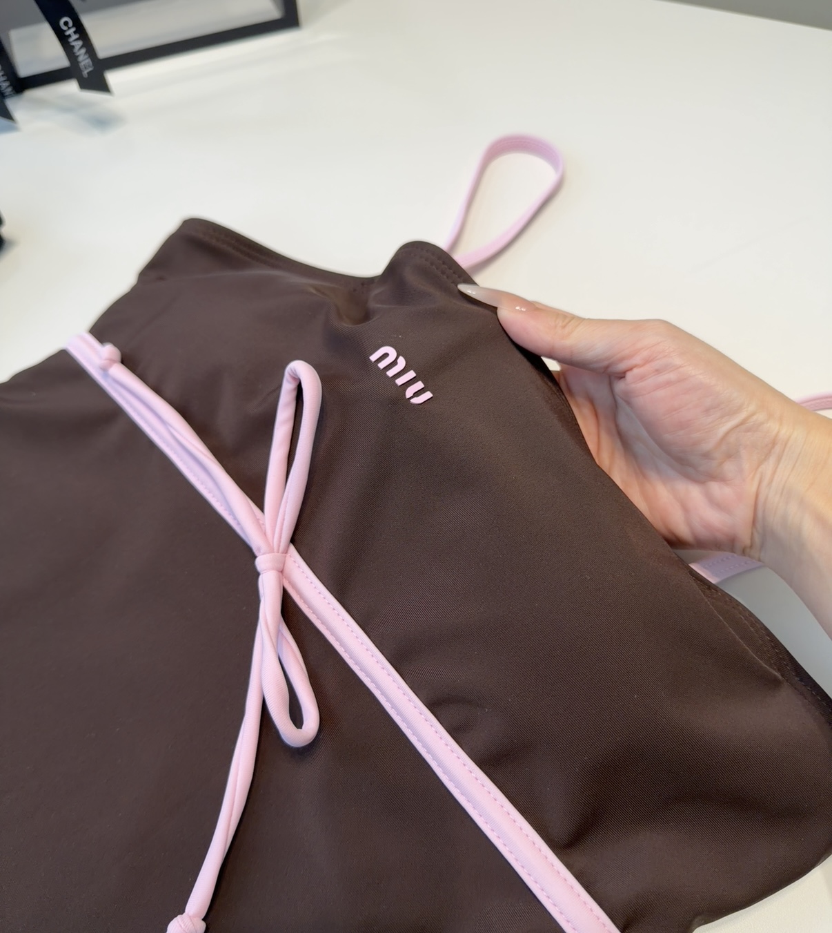 Miumiu泳衣，时尚潮人必备！实物超级好看！海边度假拍照超级好！SML