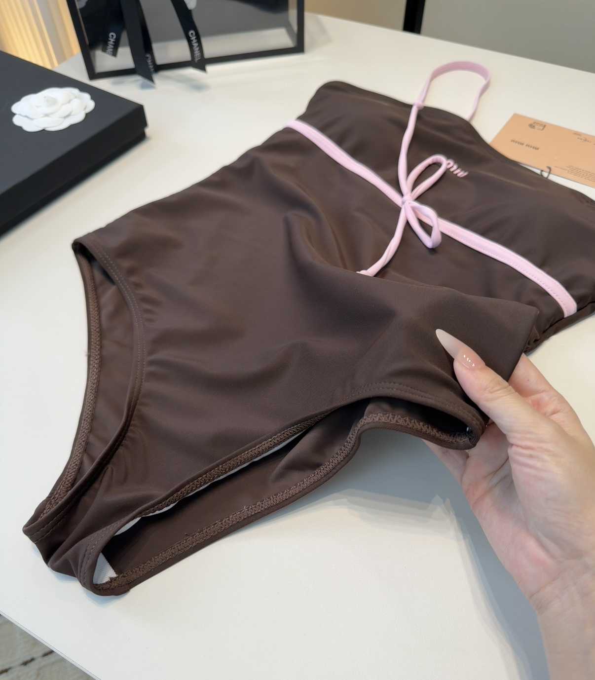 Miumiu泳衣，时尚潮人必备！实物超级好看！海边度假拍照超级好！SML