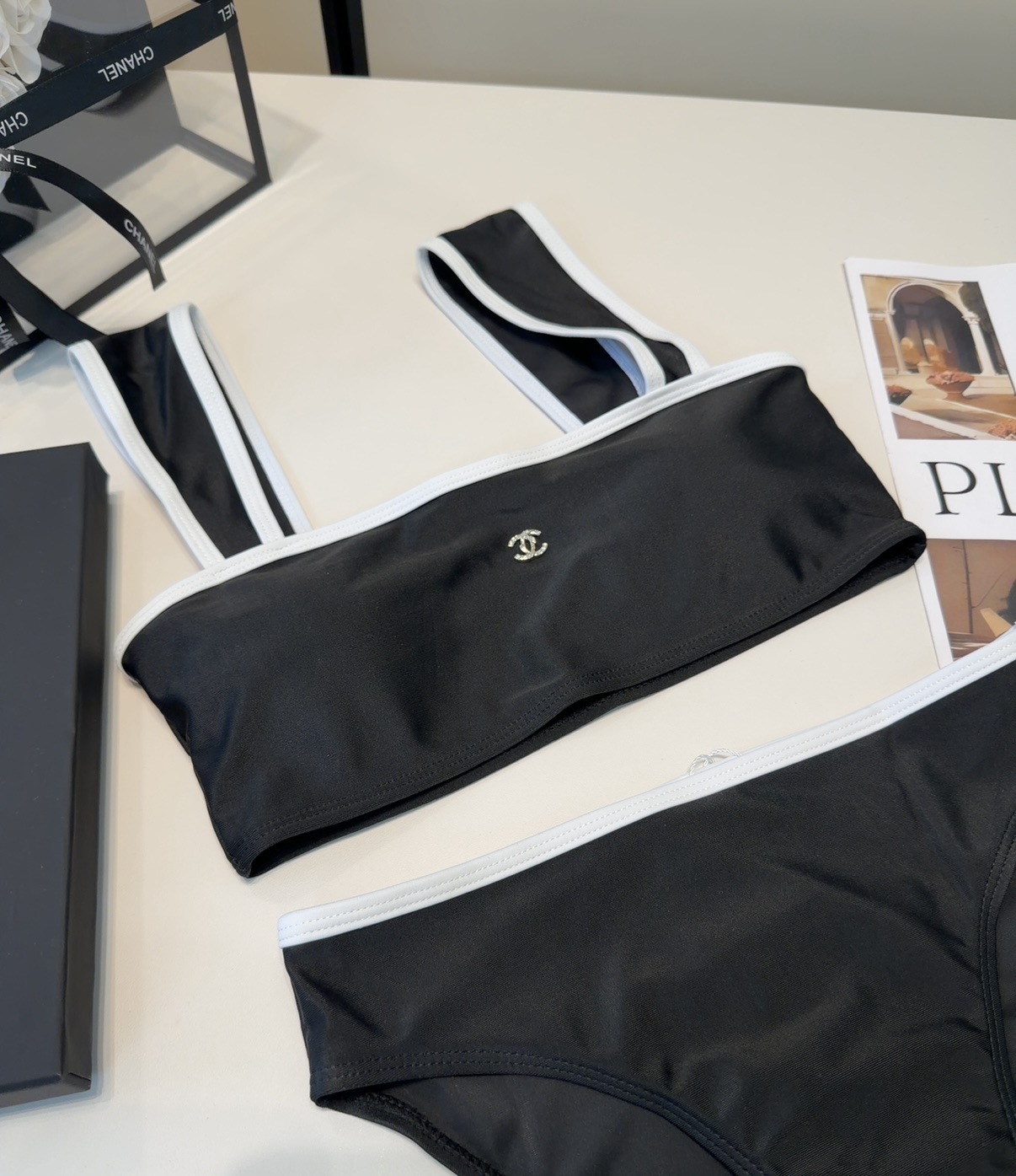 香奈儿泳衣，上身显瘦而且好看！穿着很洋气😍SML