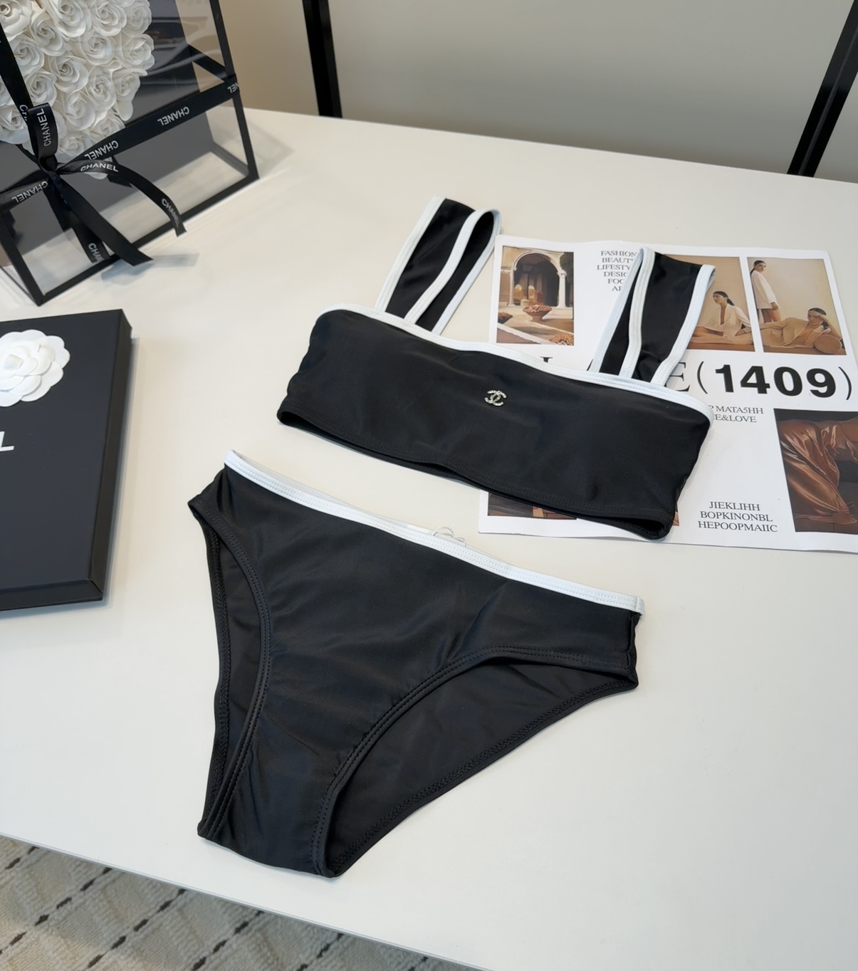 香奈儿泳衣，上身显瘦而且好看！穿着很洋气😍SML