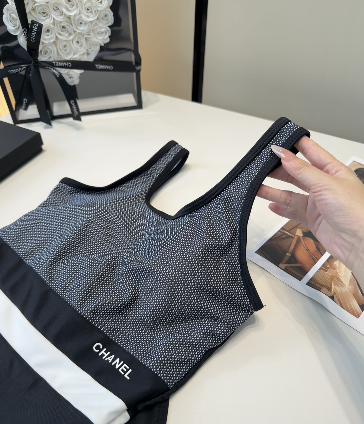 香奈儿泳衣，上身显瘦而且好看！穿着很洋气😍SML