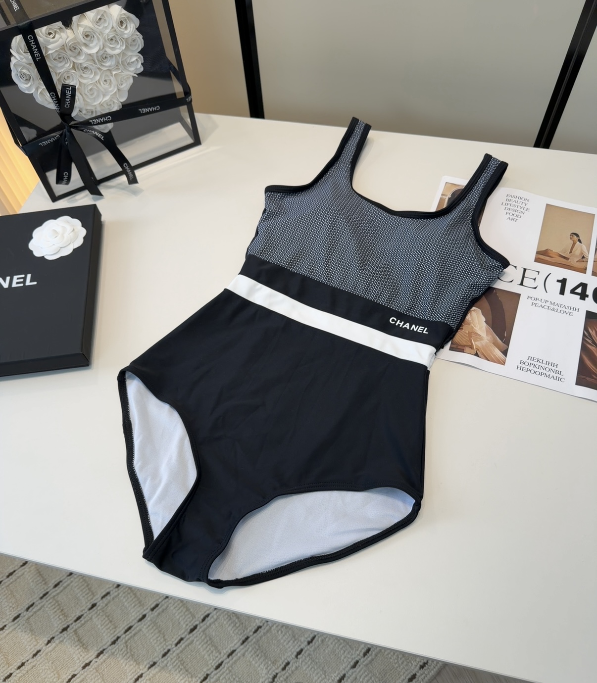 香奈儿泳衣，上身显瘦而且好看！穿着很洋气😍SML