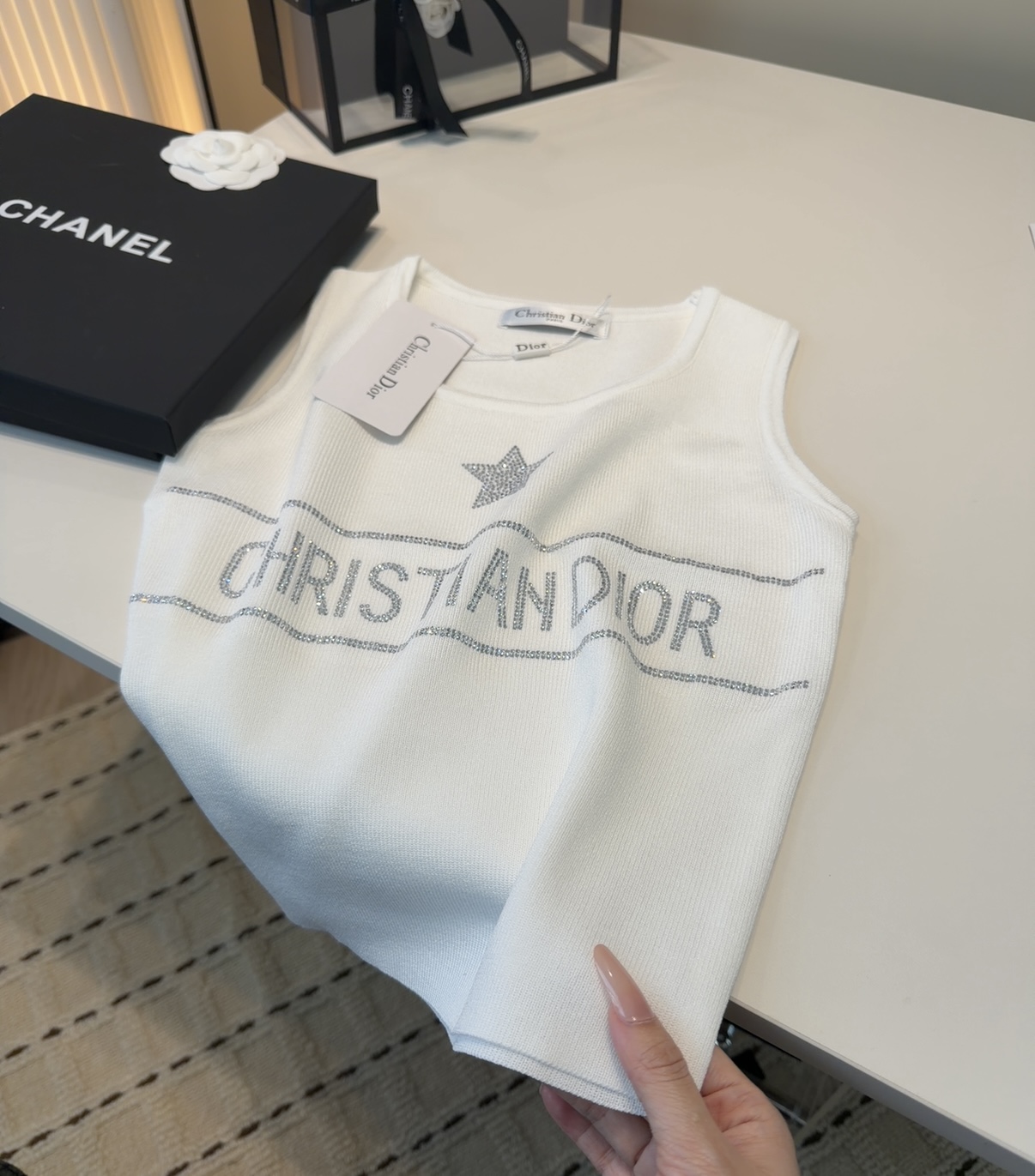 迪奥烫钻背心，搭外套单穿超🔥爆均码