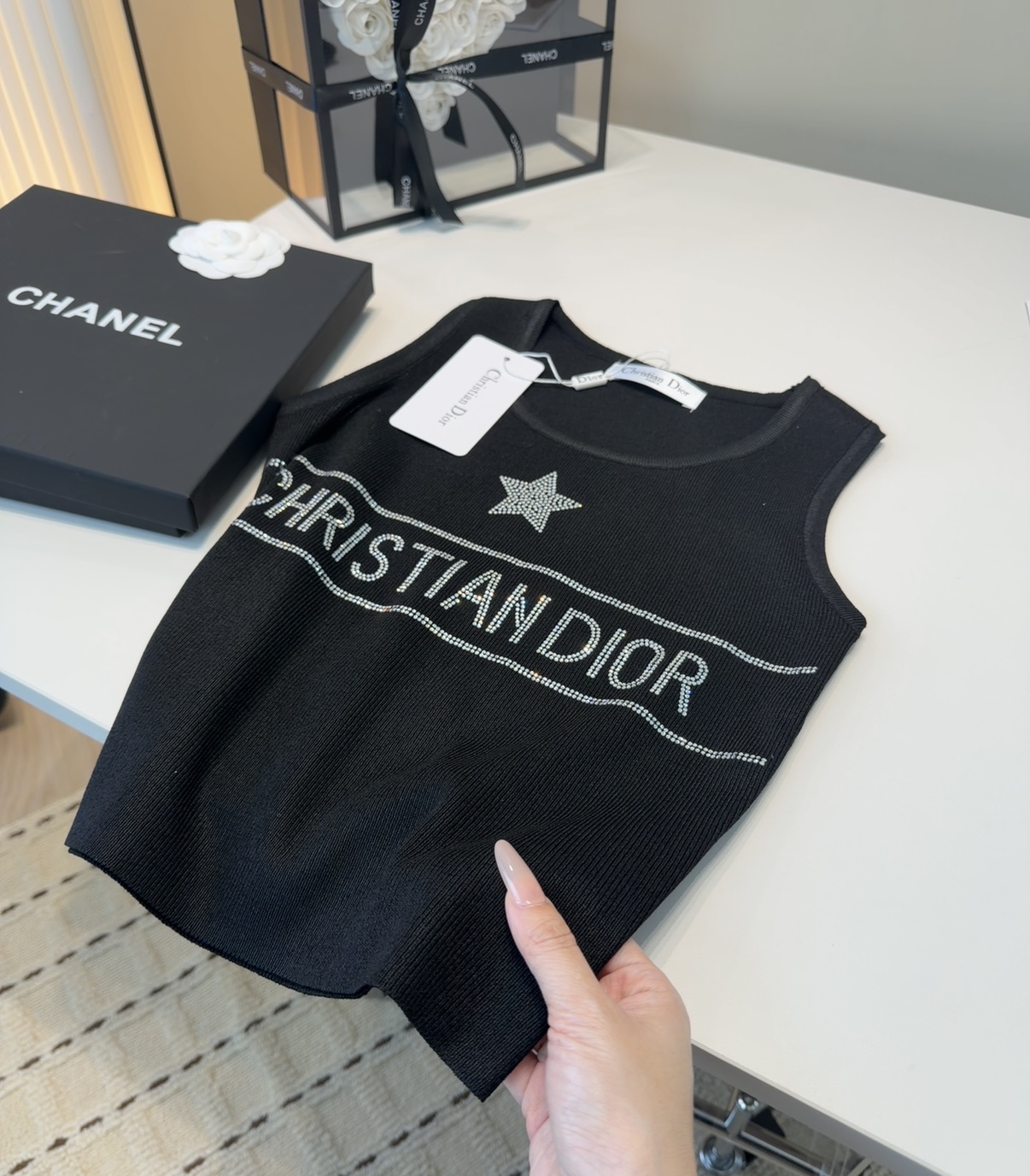 迪奥烫钻背心，搭外套单穿超🔥爆均码