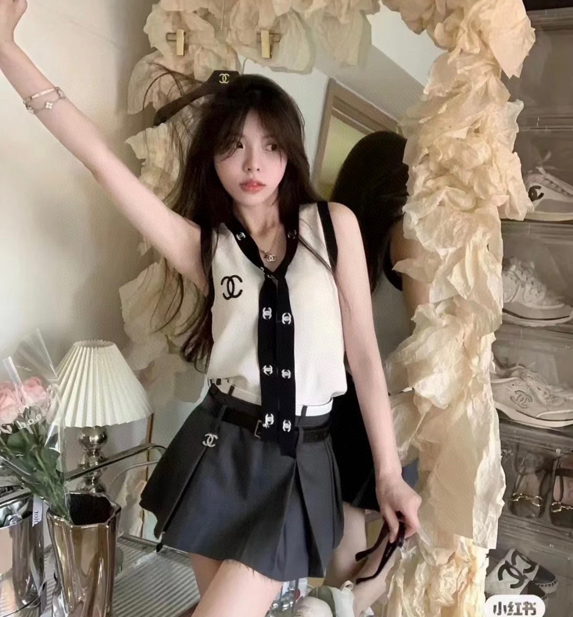 香奈儿小背心，搭外套单穿超。爆均码