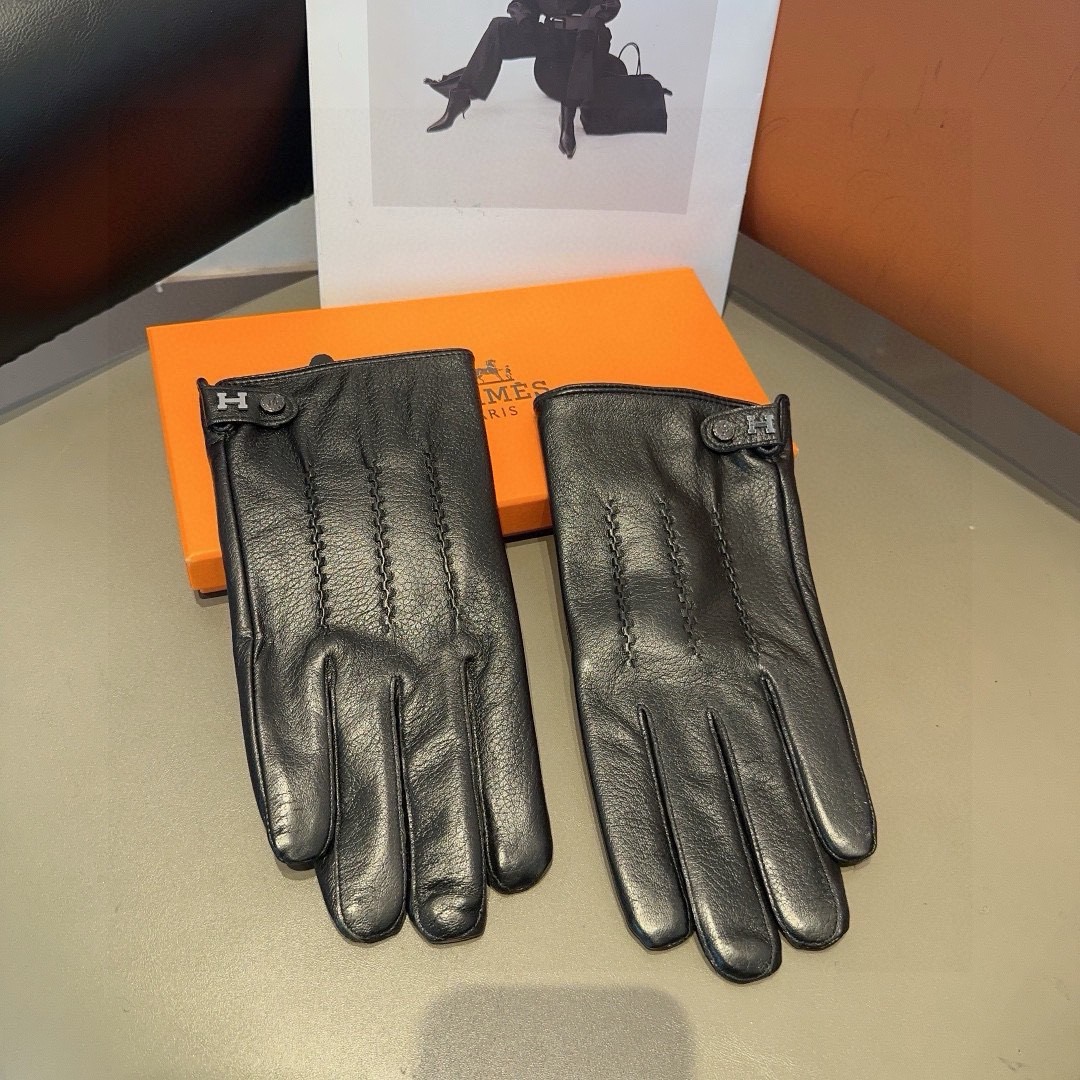 爱马仕男款新品羊皮手套，时尚手套，秋冬保暖加绒内里，经典简洁💕上手超舒适柔软、百搭！码数L,XL