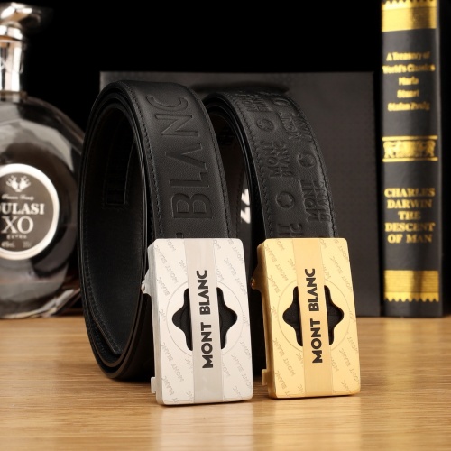MontBlanc Leather Belt Original Quality with Automatic Buckle 3.5cm Width 1 MontBlanc Leather Belt Original Quality with Automatic Buckle 3.5cm Width